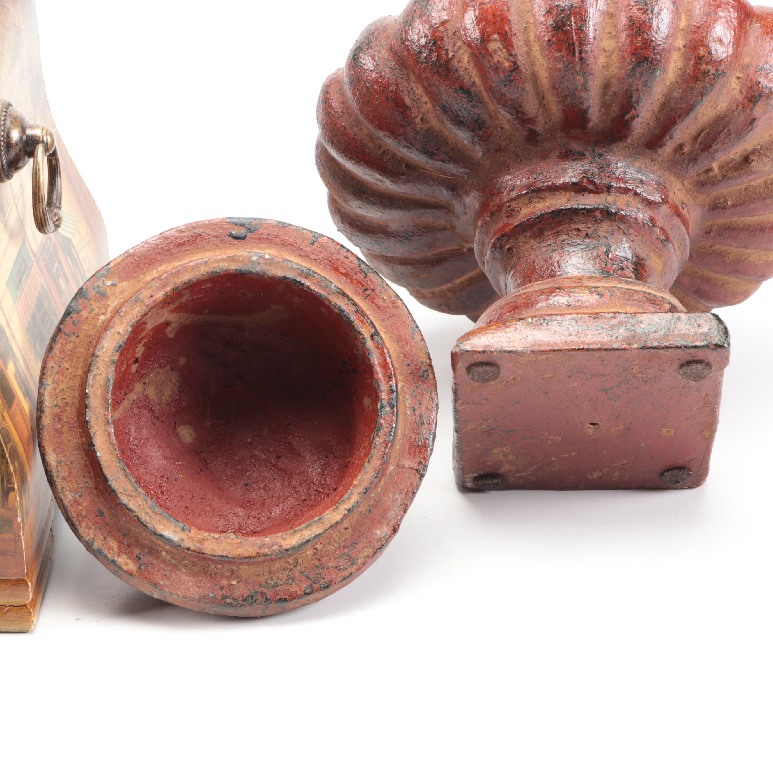 Alexandre Martinot Wall Clock with Bookends and Other Home Décor