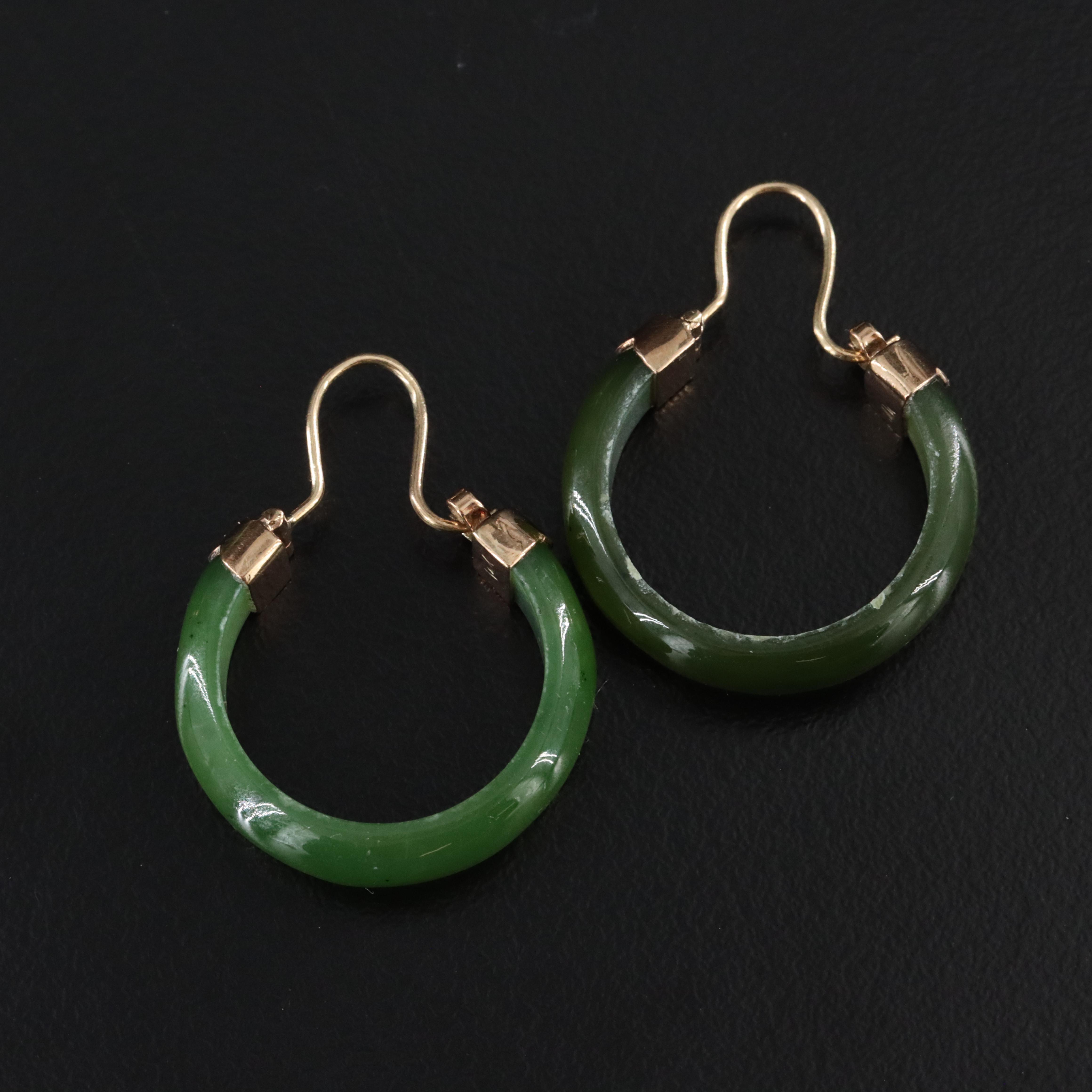10K Nephrite Bracelet and Earrings with Chinese Characters