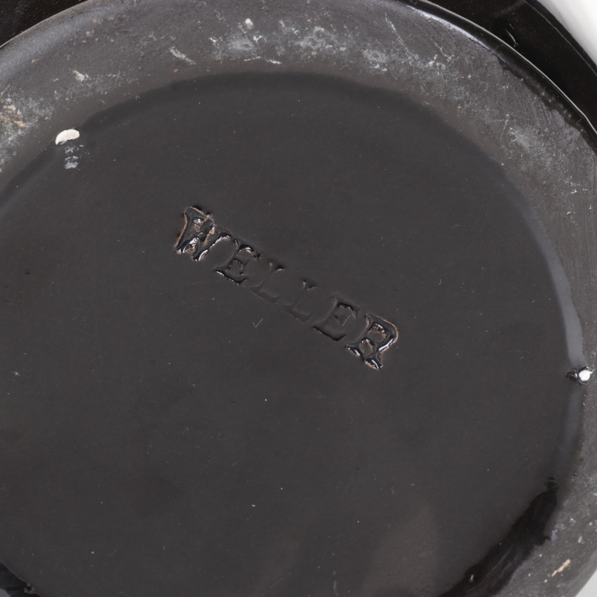 Weller Pottery Black Glazed Vase With Rococo Theme, Mid-20th Century