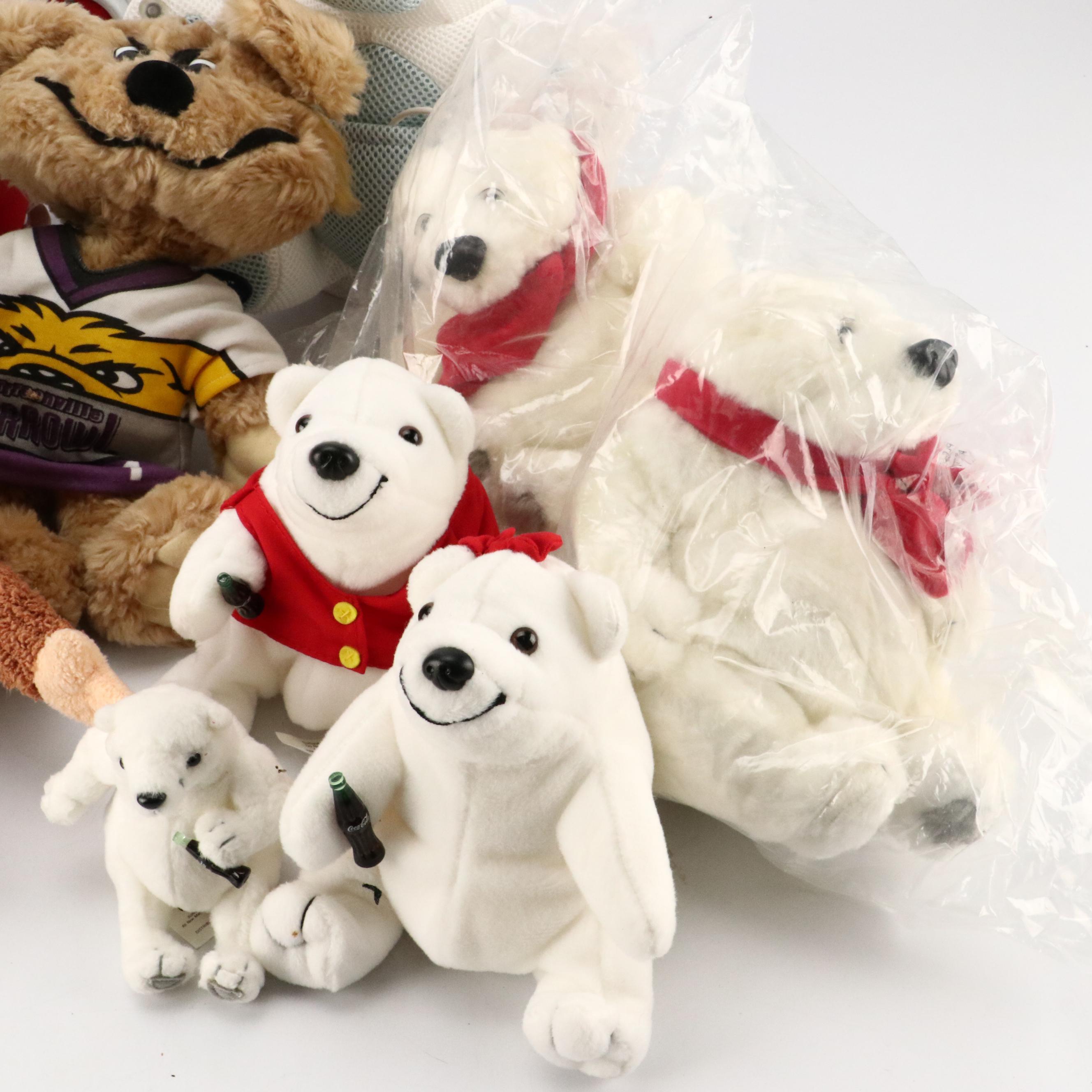 Coca-Cola Polar Bears, The Disney Store Golfer Mickey, and Other Stuffed Animals