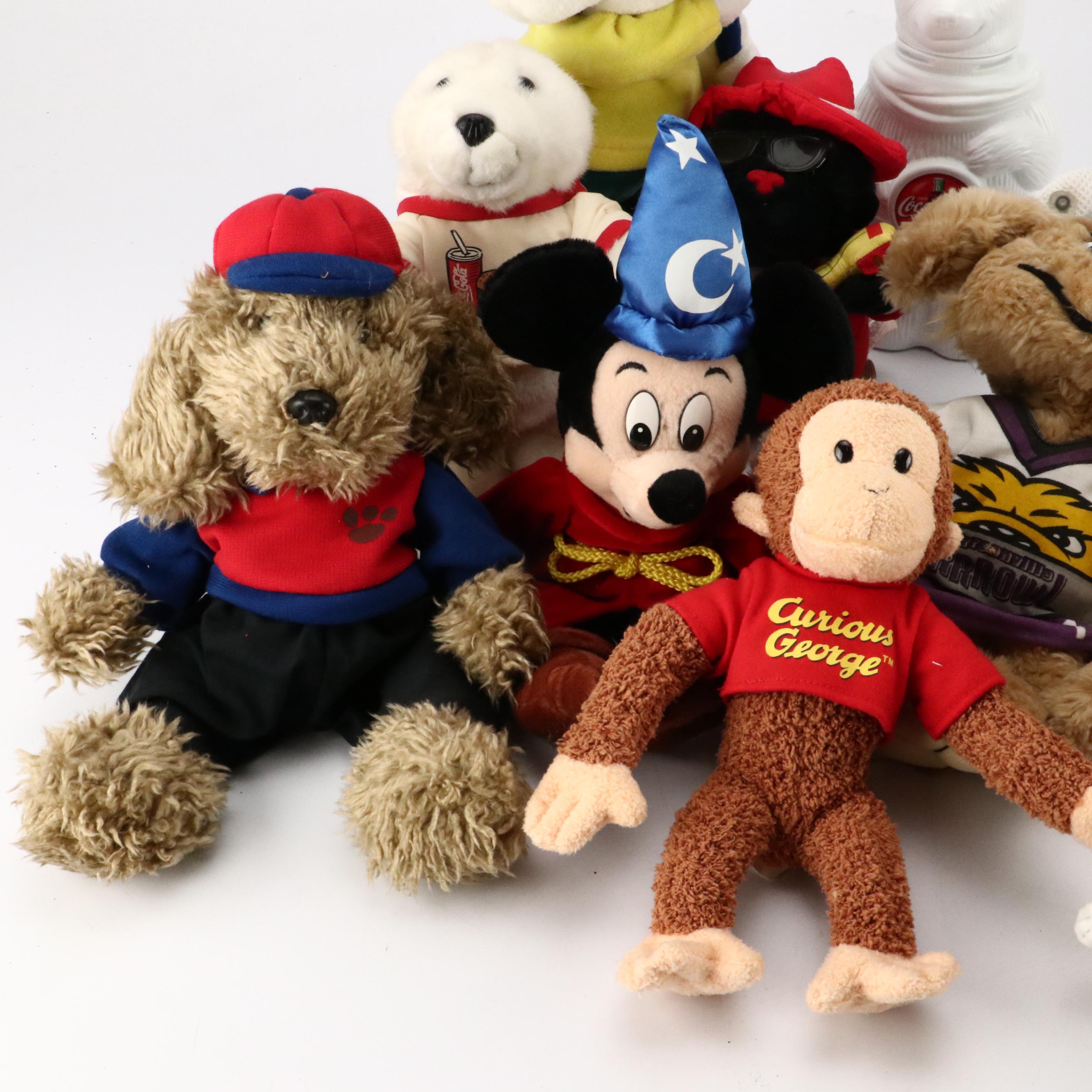 Coca-Cola Polar Bears, The Disney Store Golfer Mickey, and Other Stuffed Animals