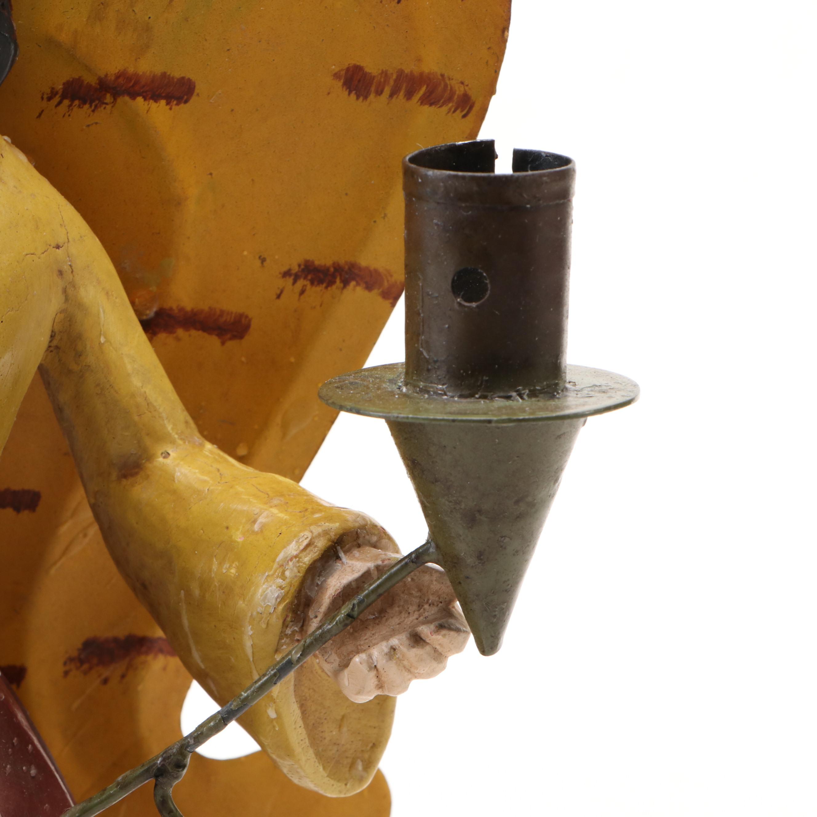 German Folk Art Style Wooden Angel Candle Holder