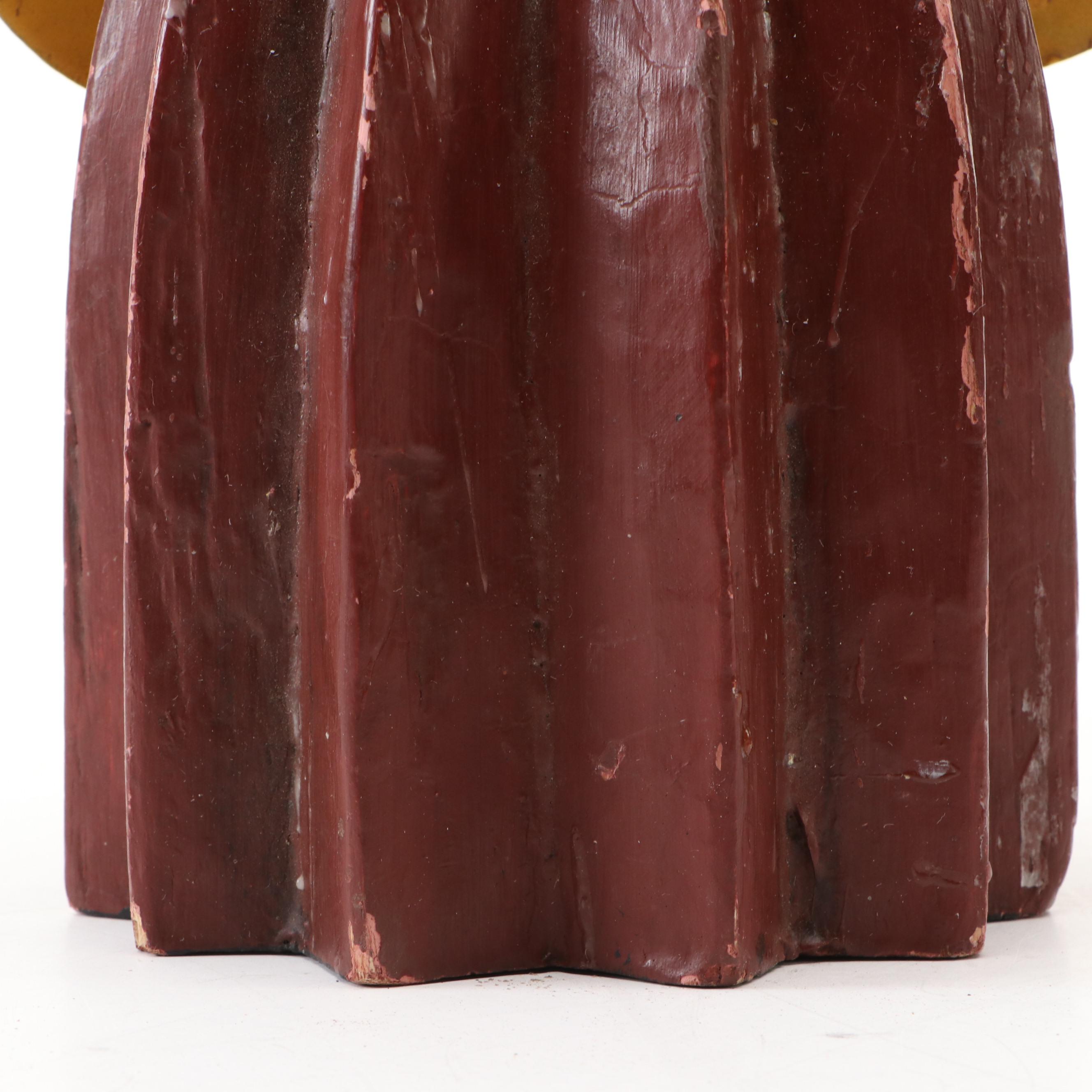 German Folk Art Style Wooden Angel Candle Holder