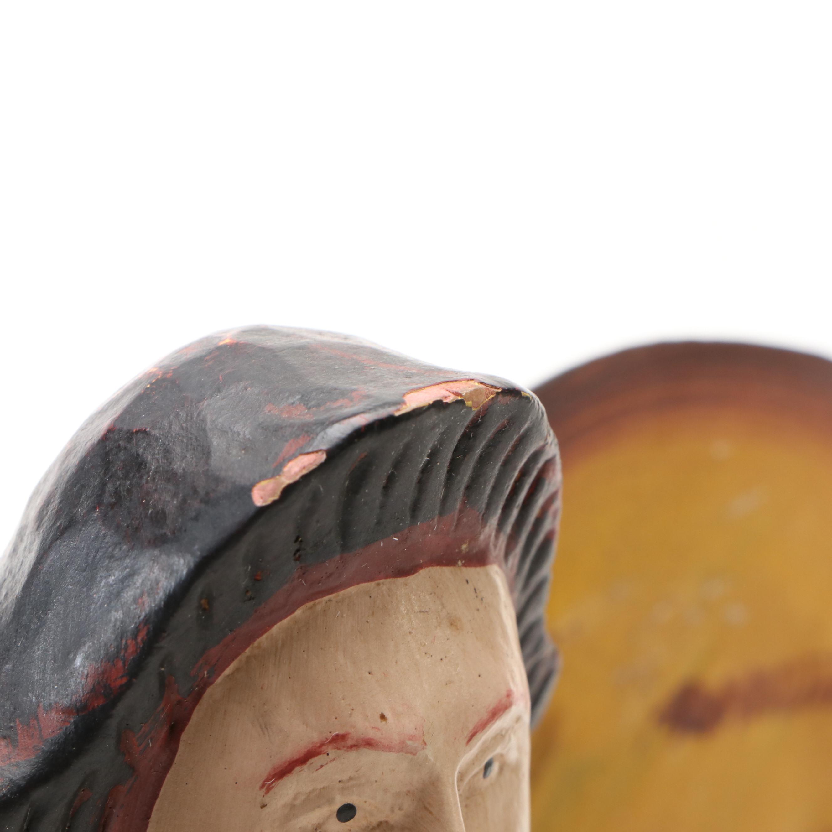 German Folk Art Style Wooden Angel Candle Holder