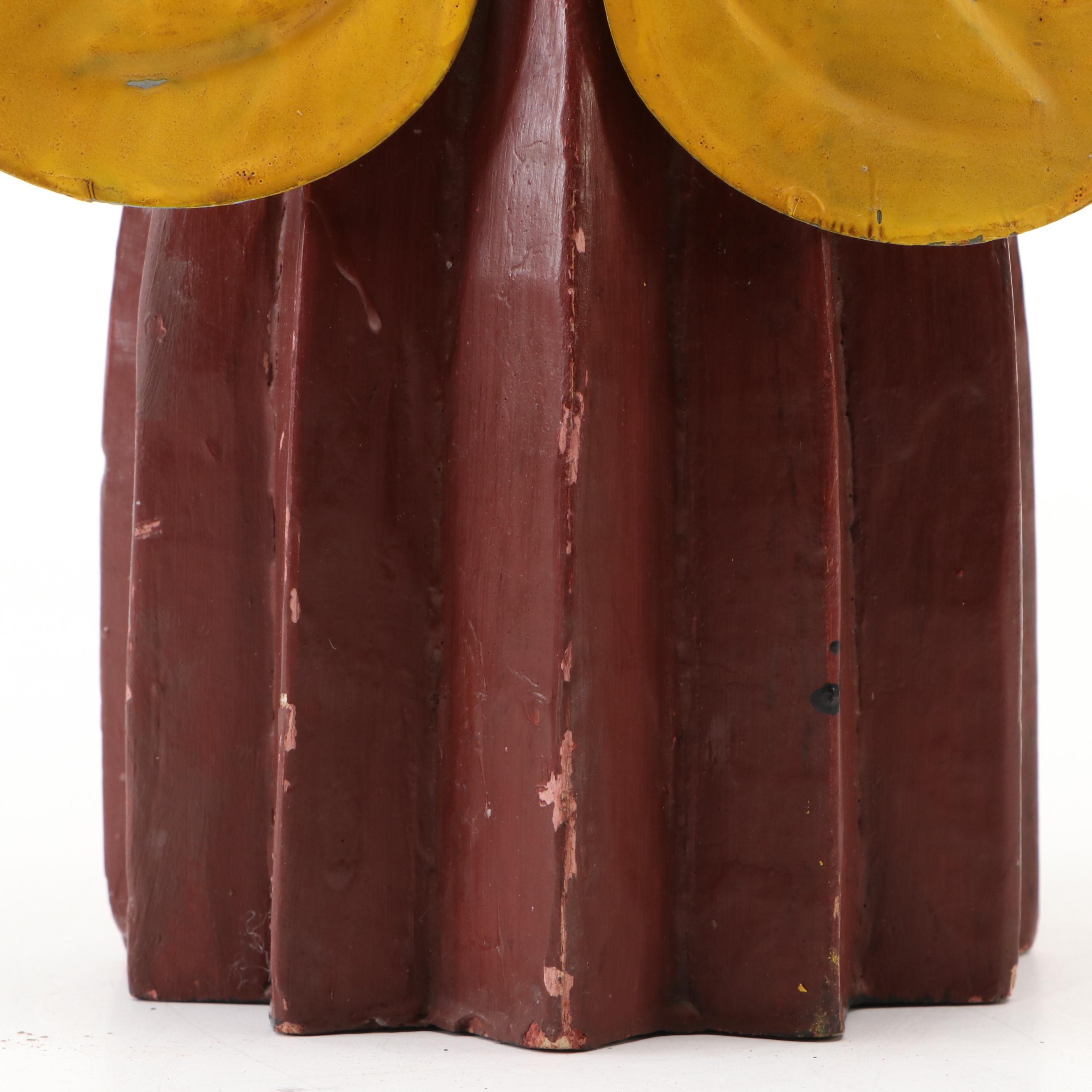 German Folk Art Style Wooden Angel Candle Holder