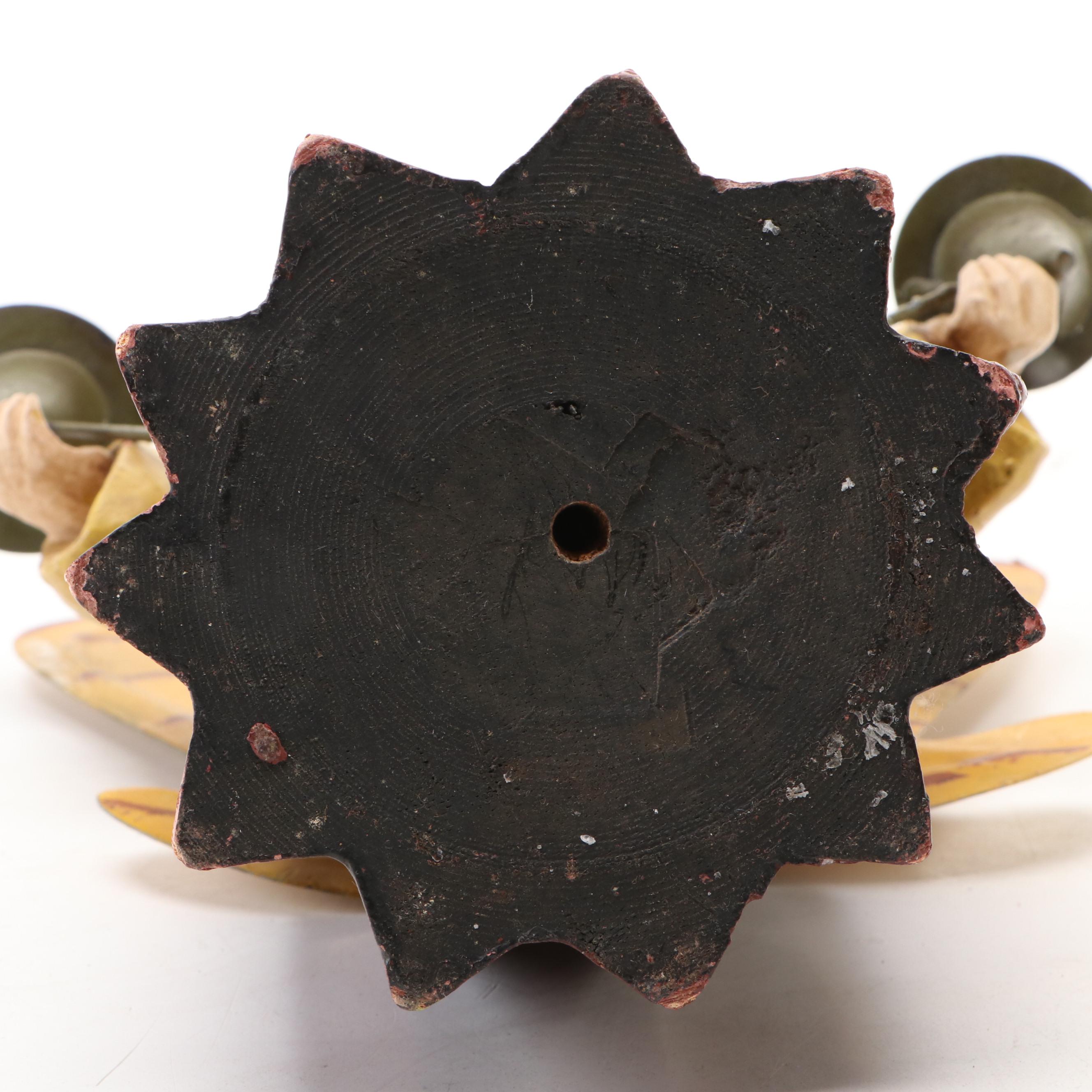 German Folk Art Style Wooden Angel Candle Holder