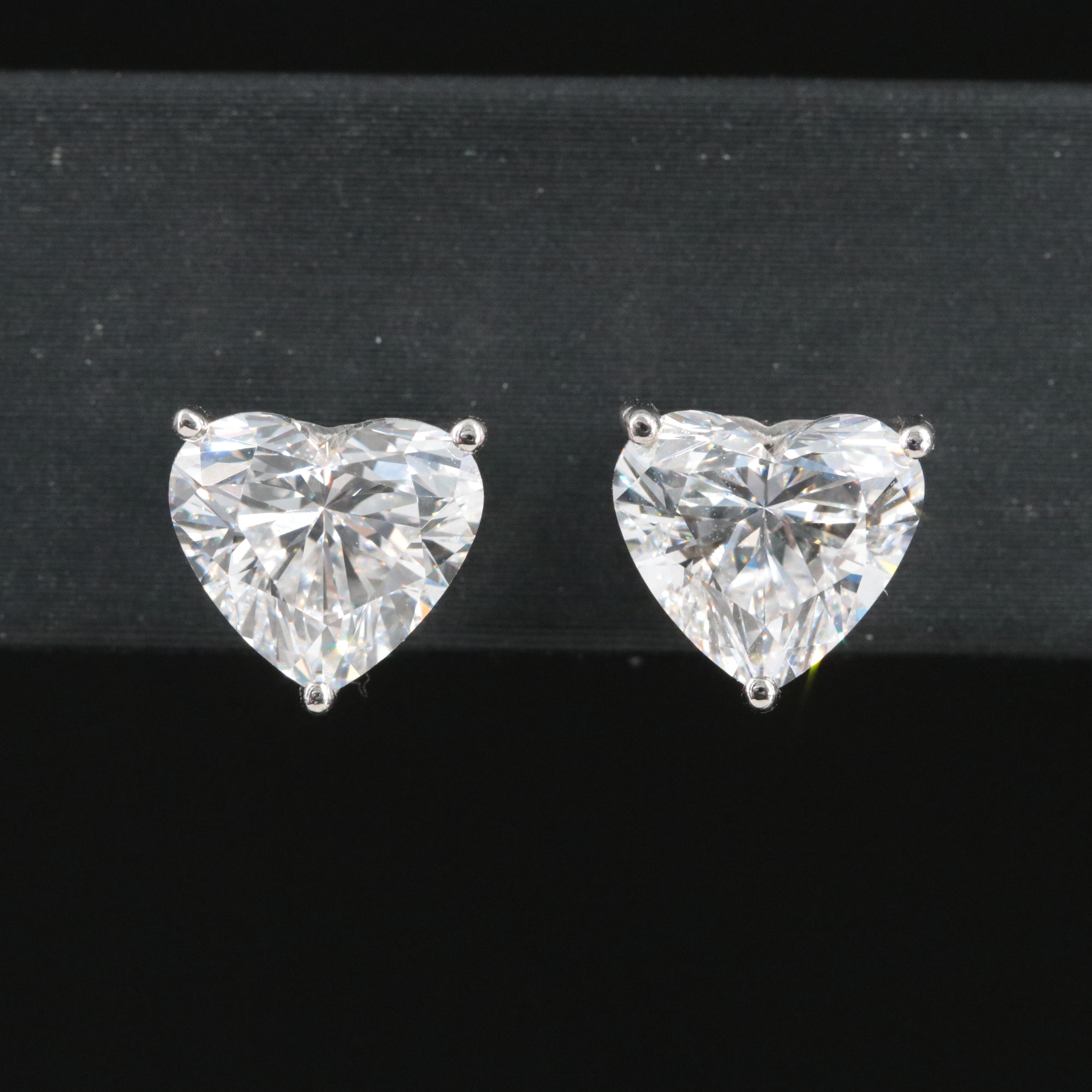 Platinum 4.18 CTW Lab Grown Diamond Heart Stud Earrings with IGI Reports