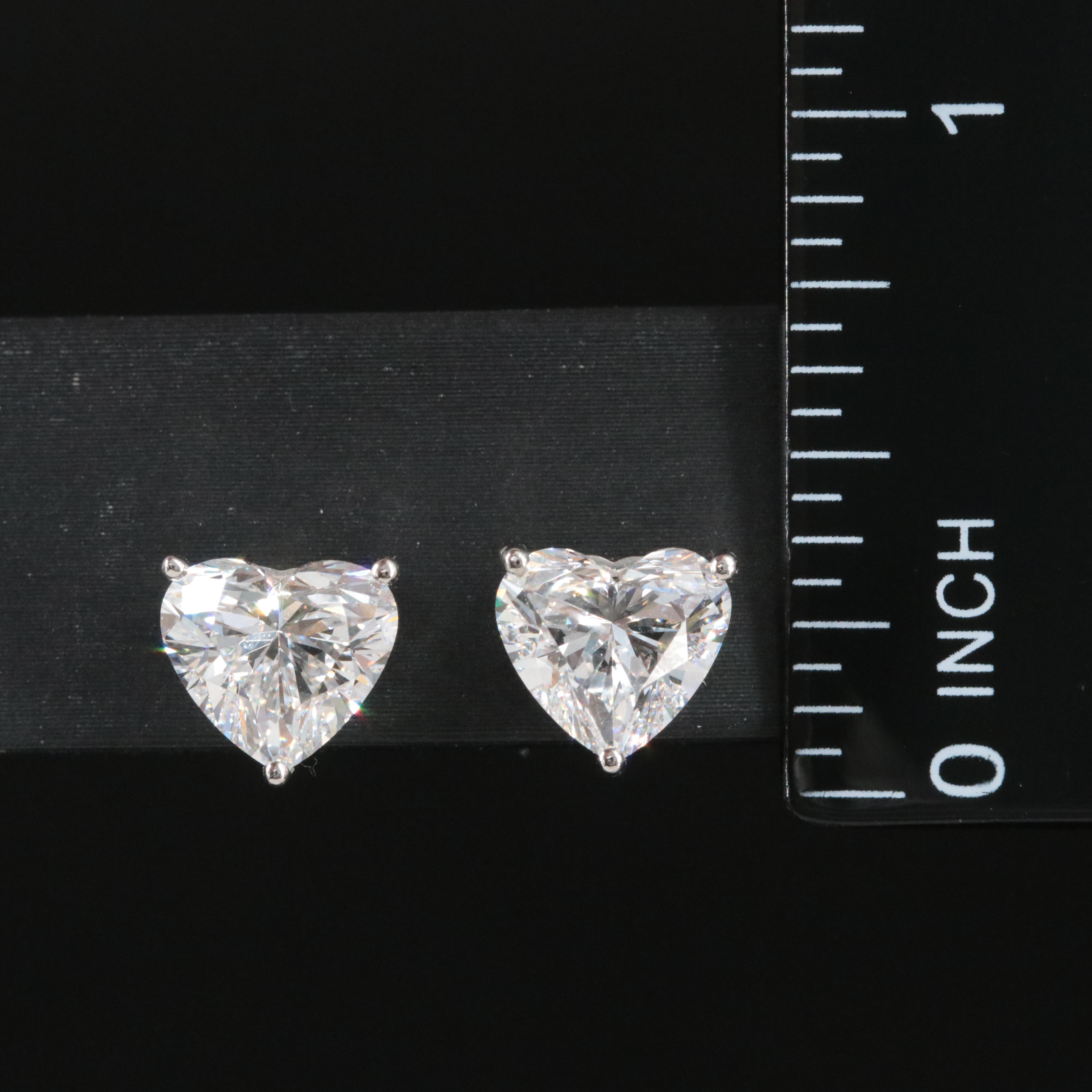 Platinum 4.18 CTW Lab Grown Diamond Heart Stud Earrings with IGI Reports