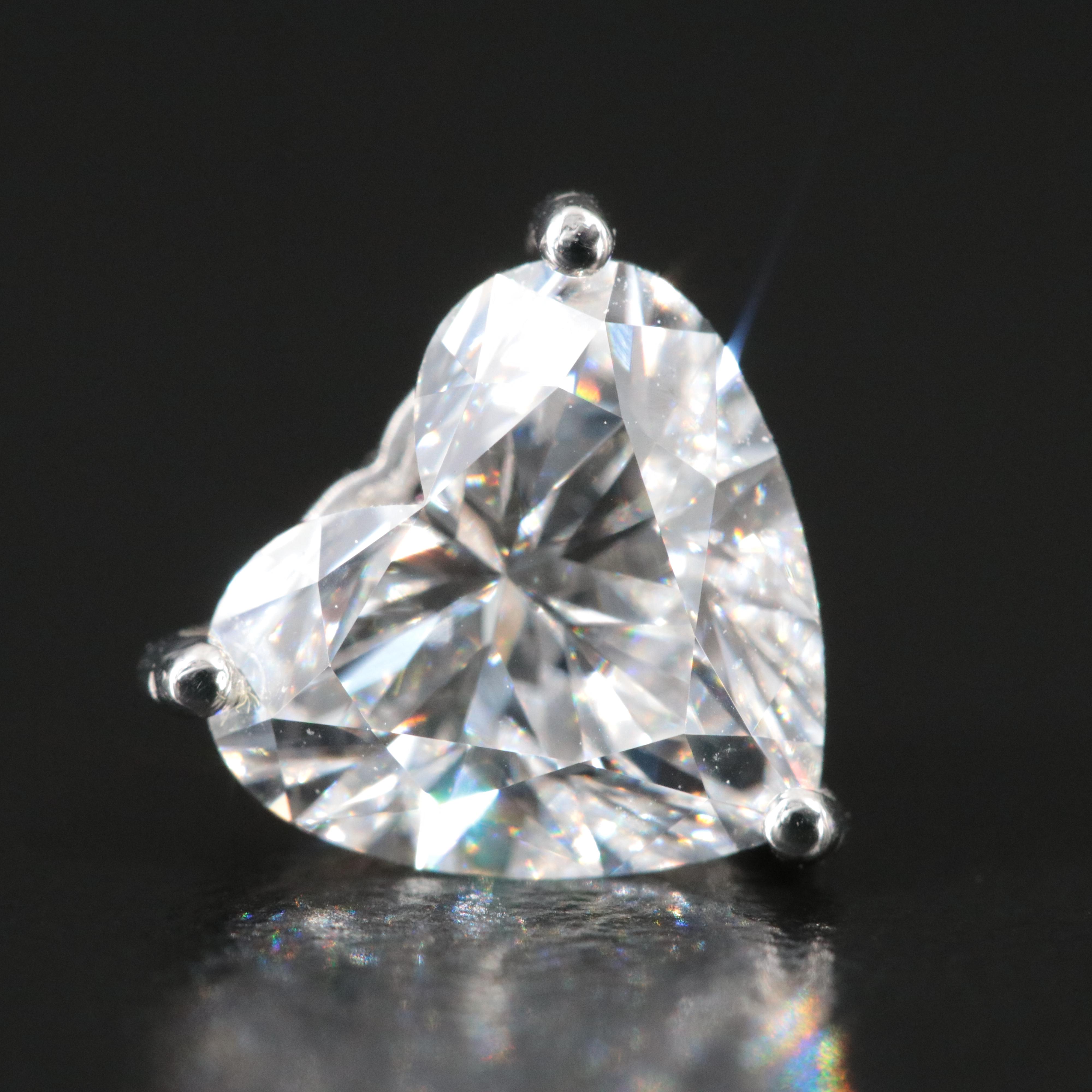 Platinum 4.18 CTW Lab Grown Diamond Heart Stud Earrings with IGI Reports