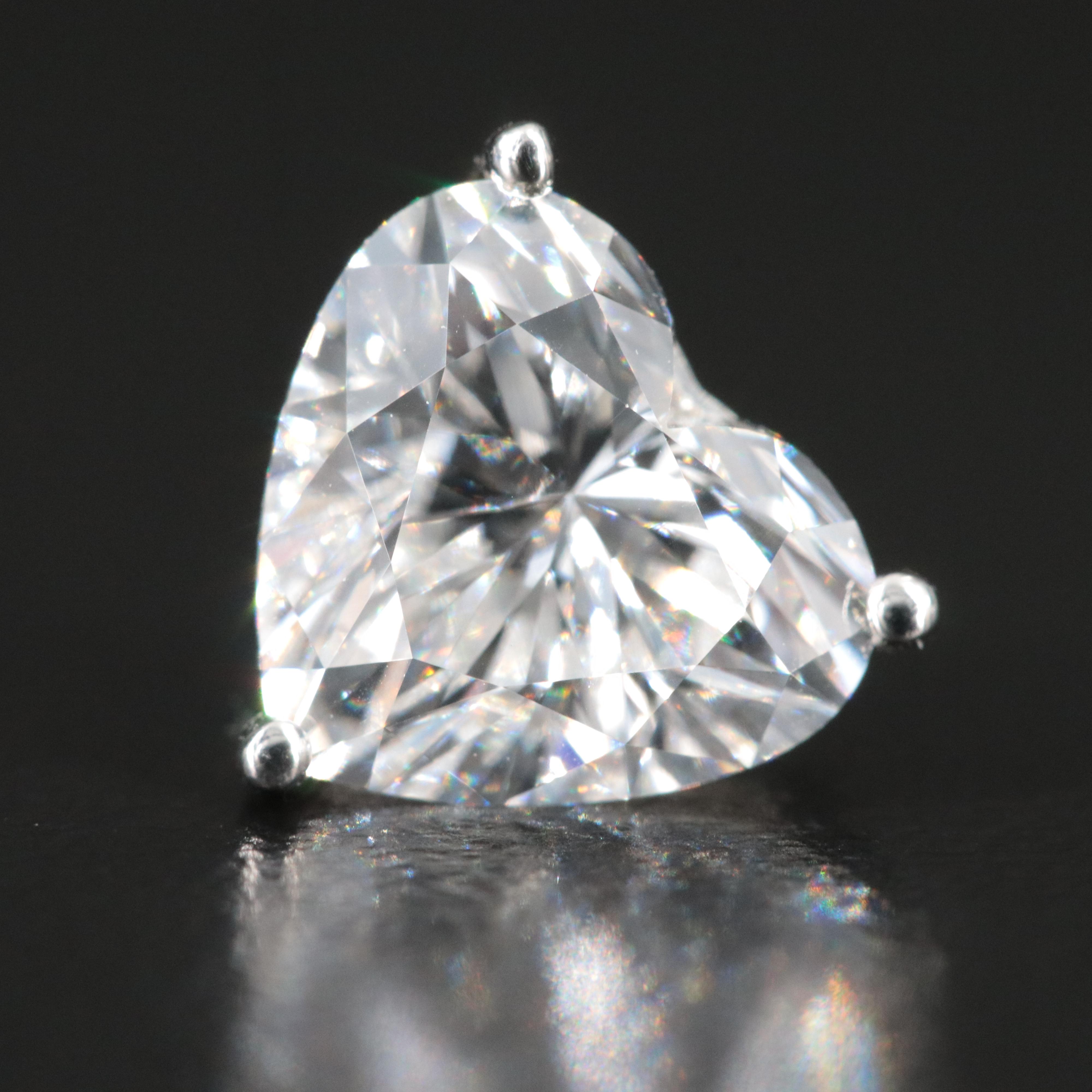 Platinum 4.18 CTW Lab Grown Diamond Heart Stud Earrings with IGI Reports