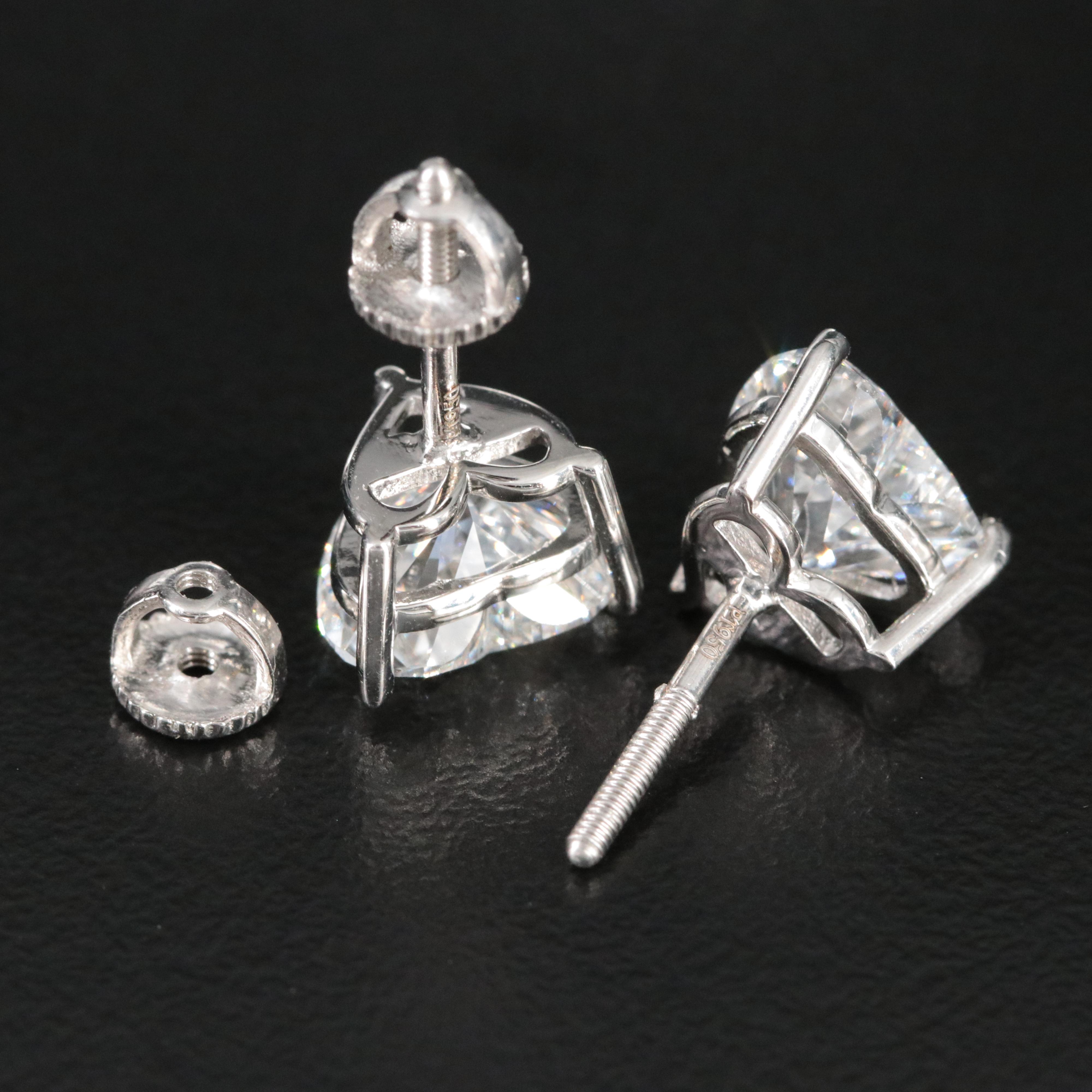 Platinum 4.18 CTW Lab Grown Diamond Heart Stud Earrings with IGI Reports