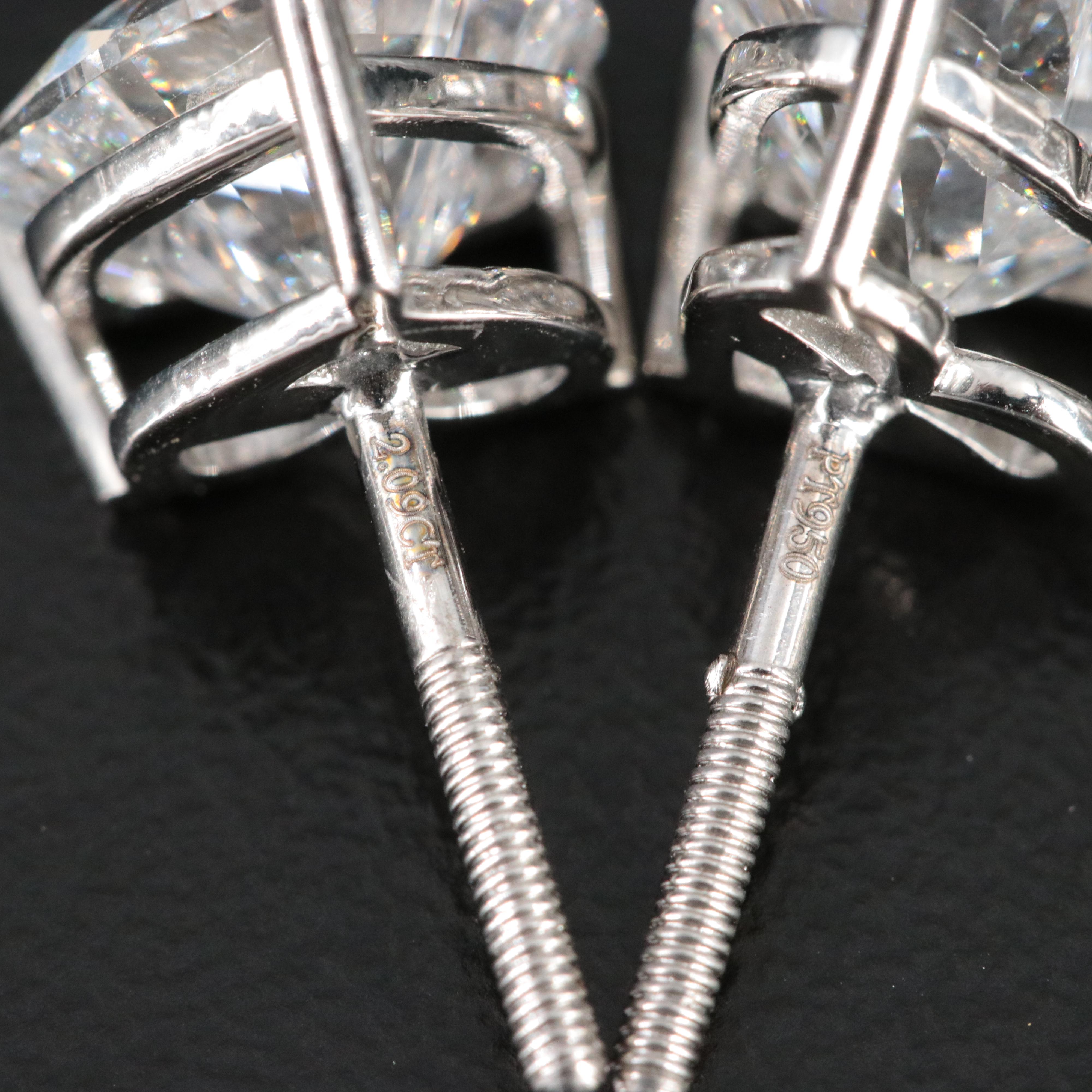 Platinum 4.18 CTW Lab Grown Diamond Heart Stud Earrings with IGI Reports