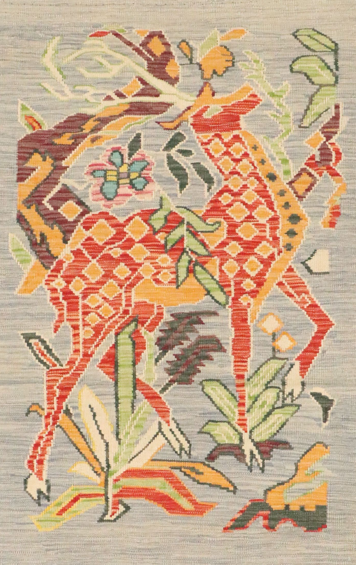 2'9 x 4'5 Handwoven Pakistani Pictorial Kilim Accent Rug