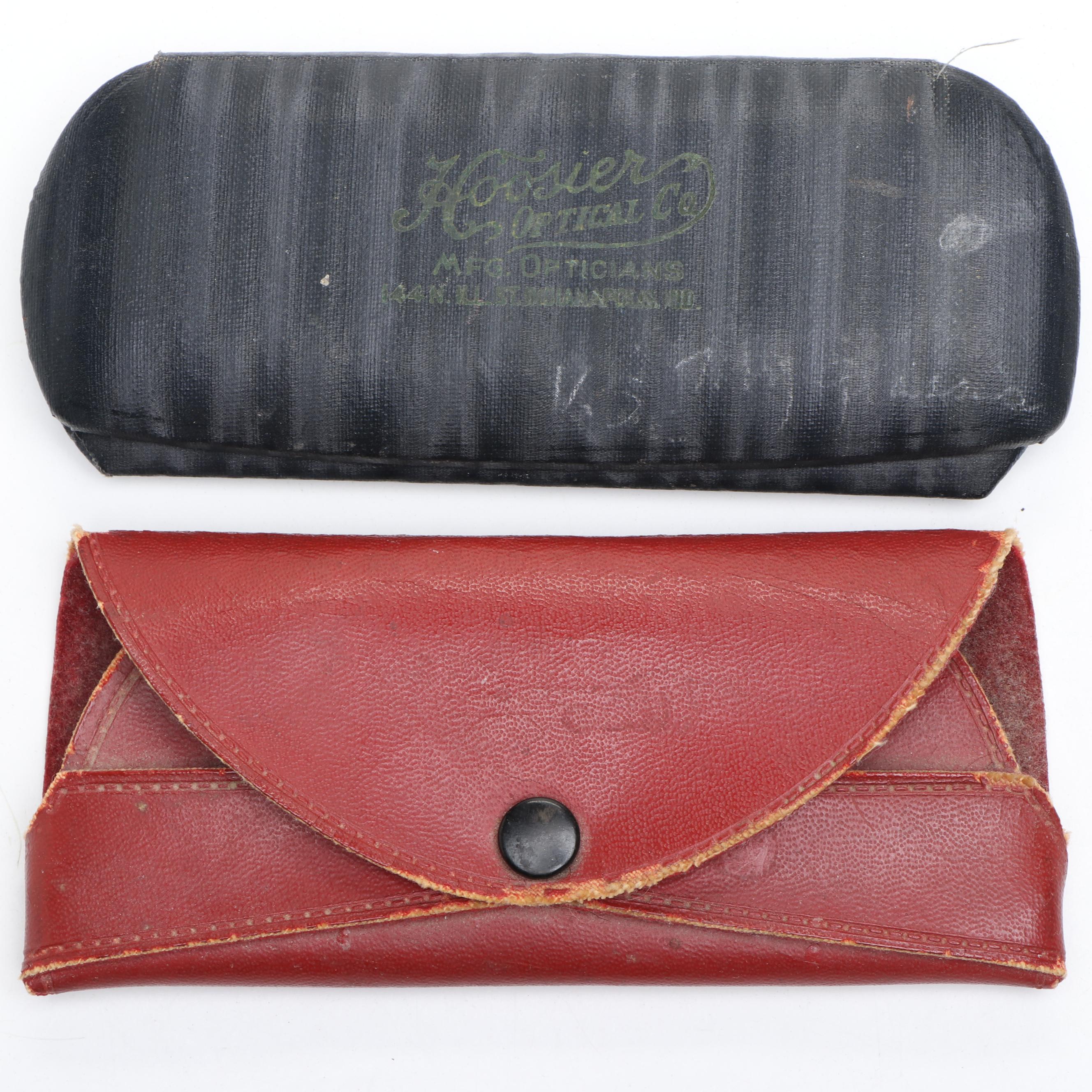 Vintage Glasses with Leather Holding Cases