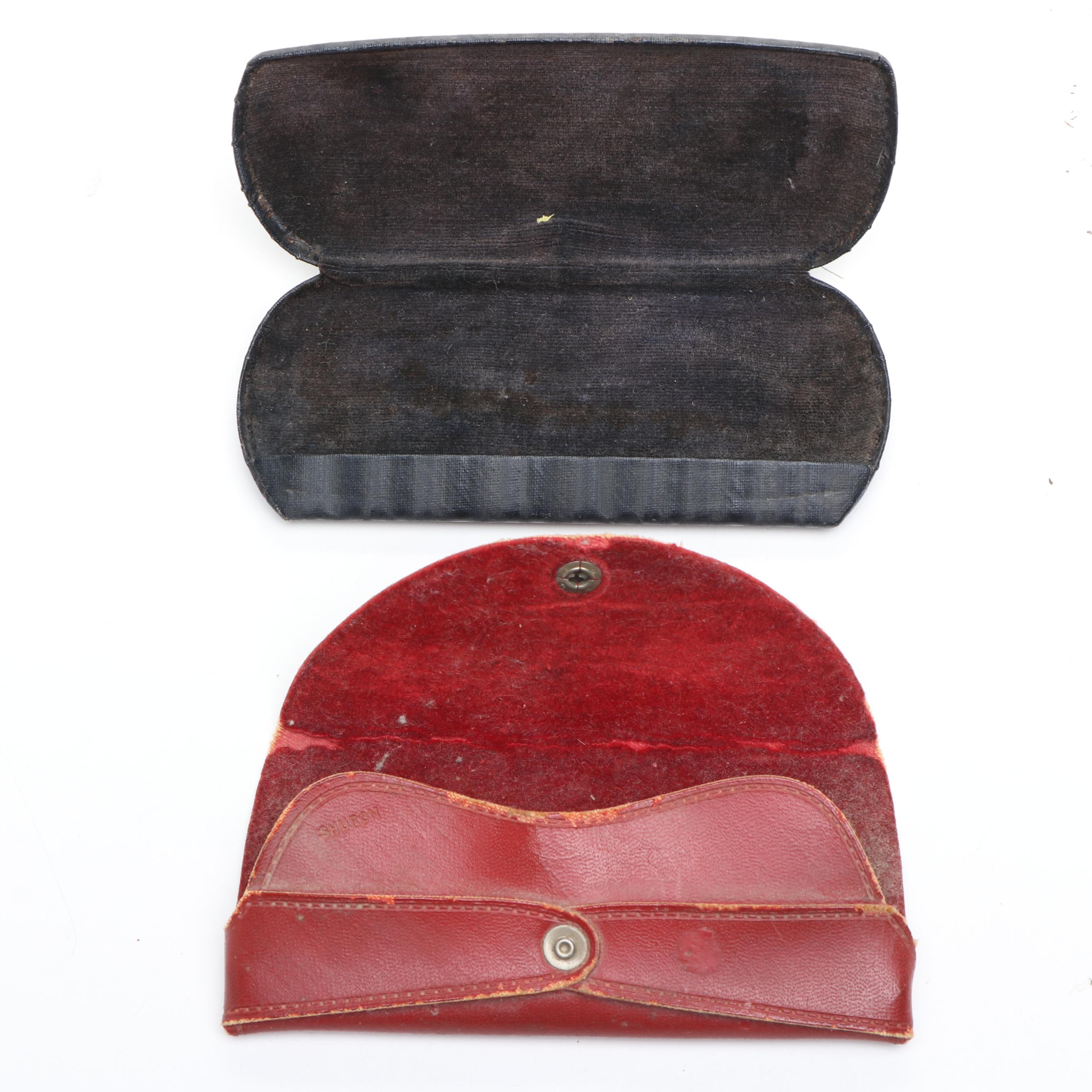 Vintage Glasses with Leather Holding Cases
