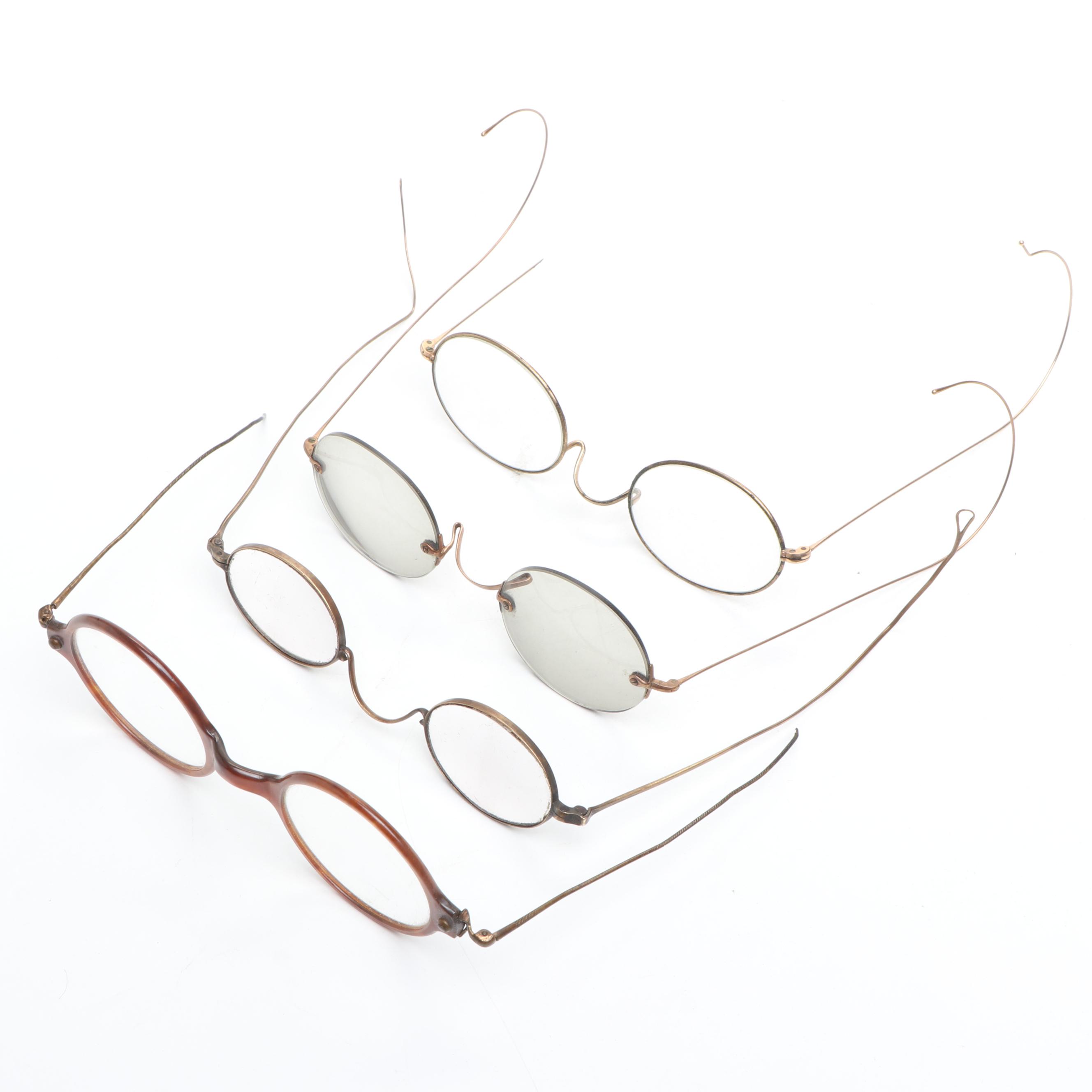 Vintage Glasses with Leather Holding Cases