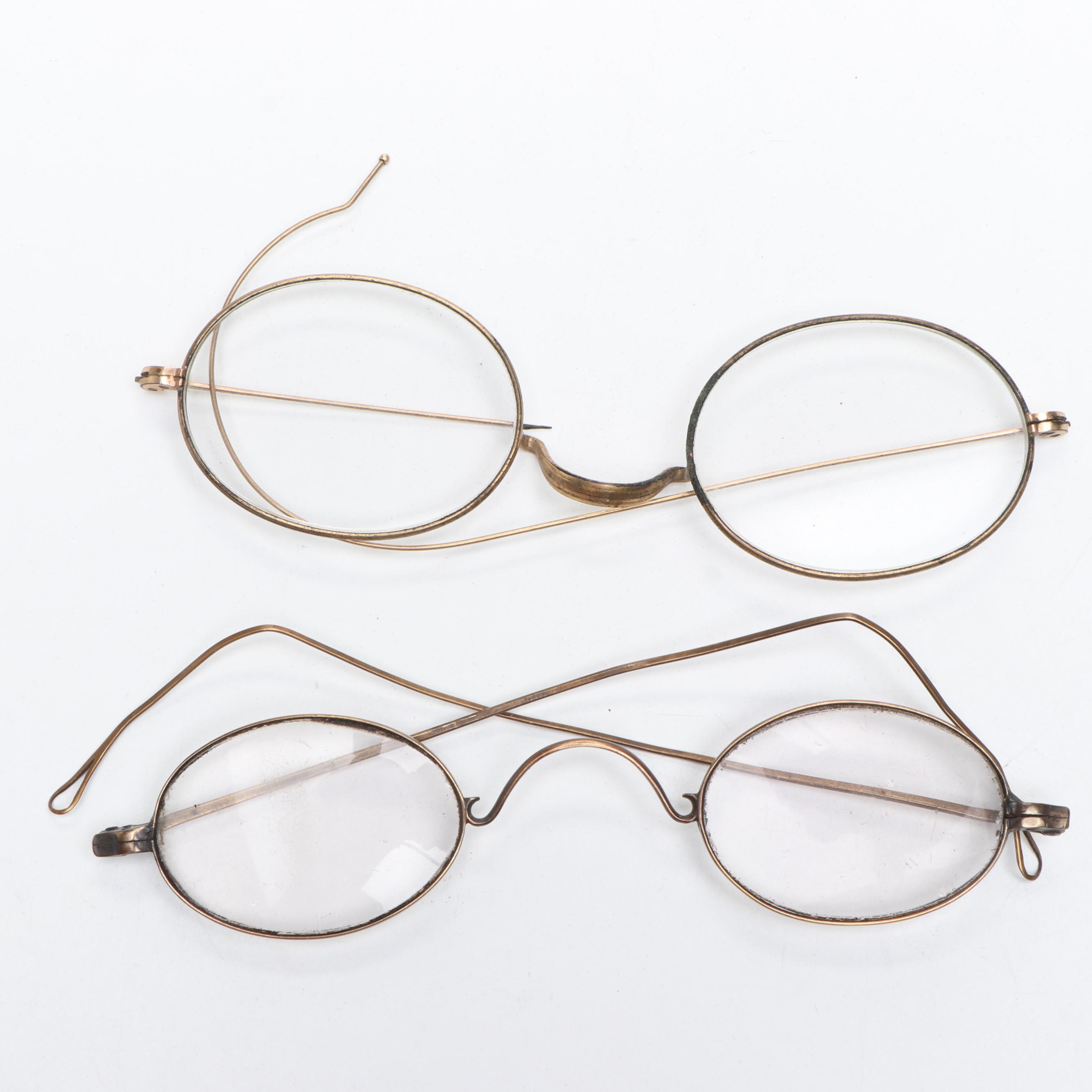 Vintage Glasses with Leather Holding Cases