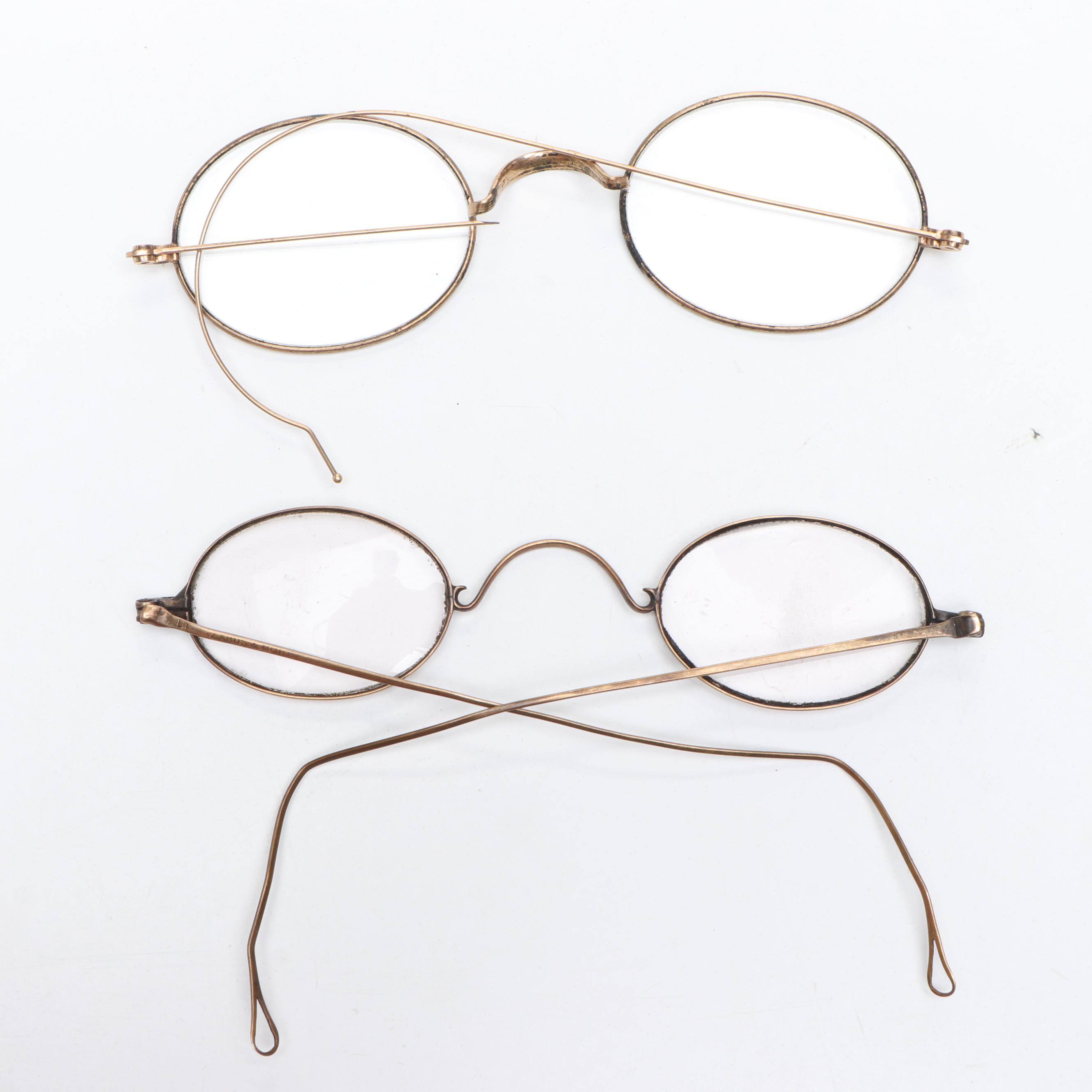 Vintage Glasses with Leather Holding Cases