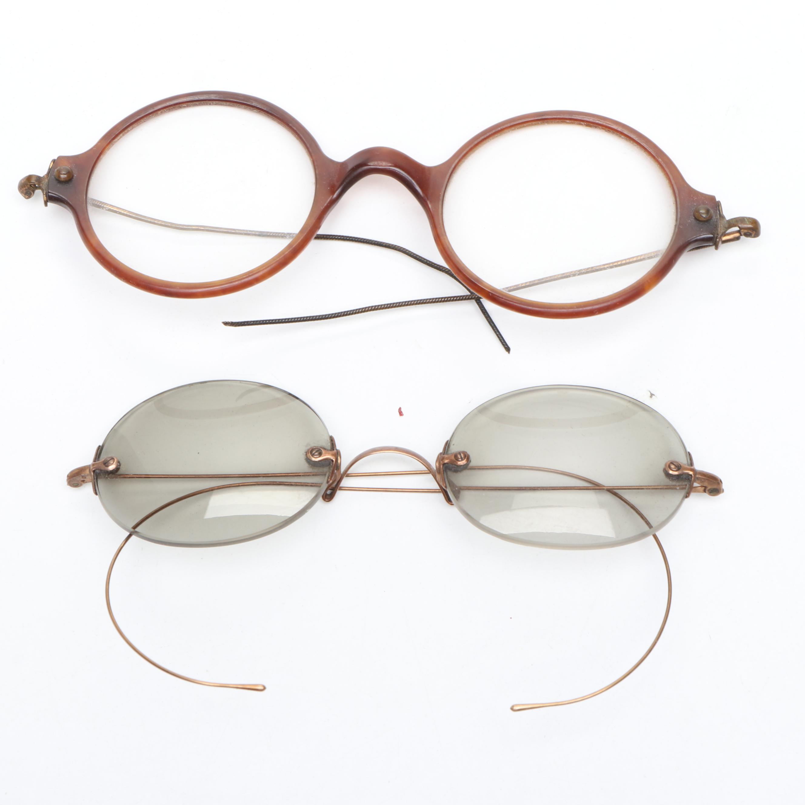 Vintage Glasses with Leather Holding Cases