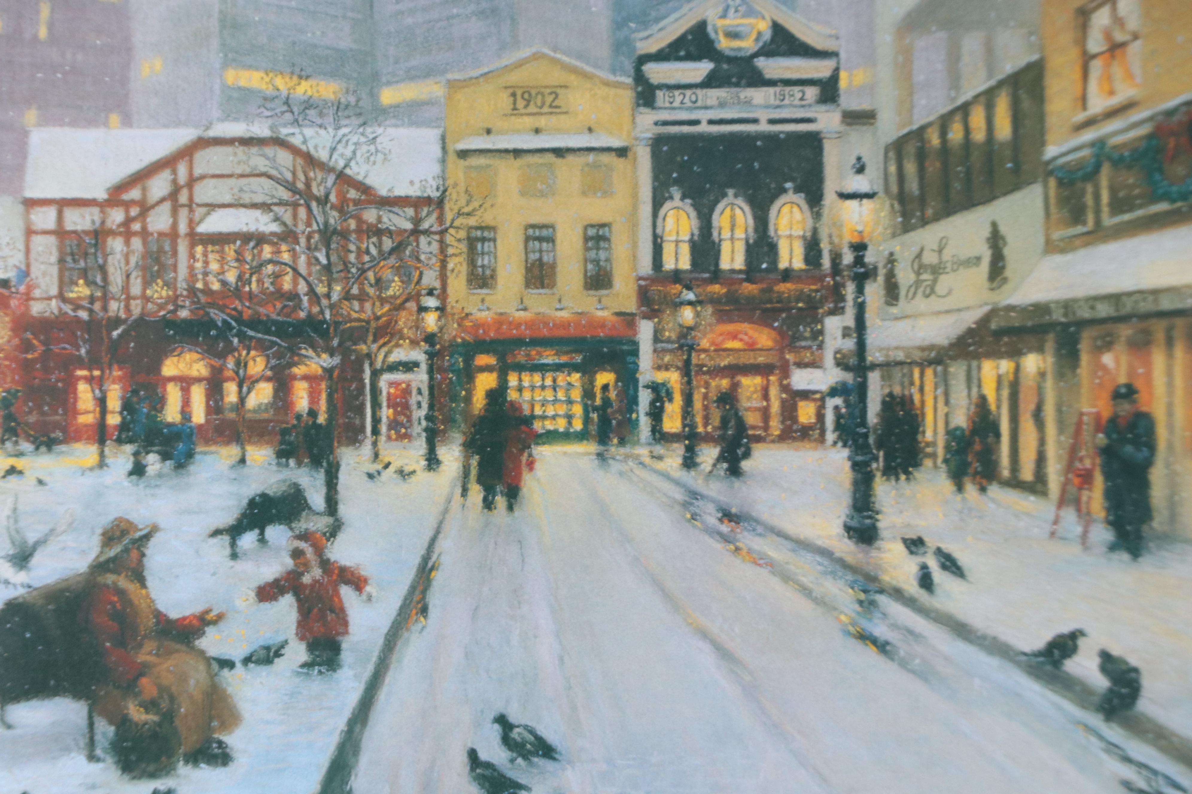 Linda Barnicott Offset Lithograph "Sharing the Season at Market Square"