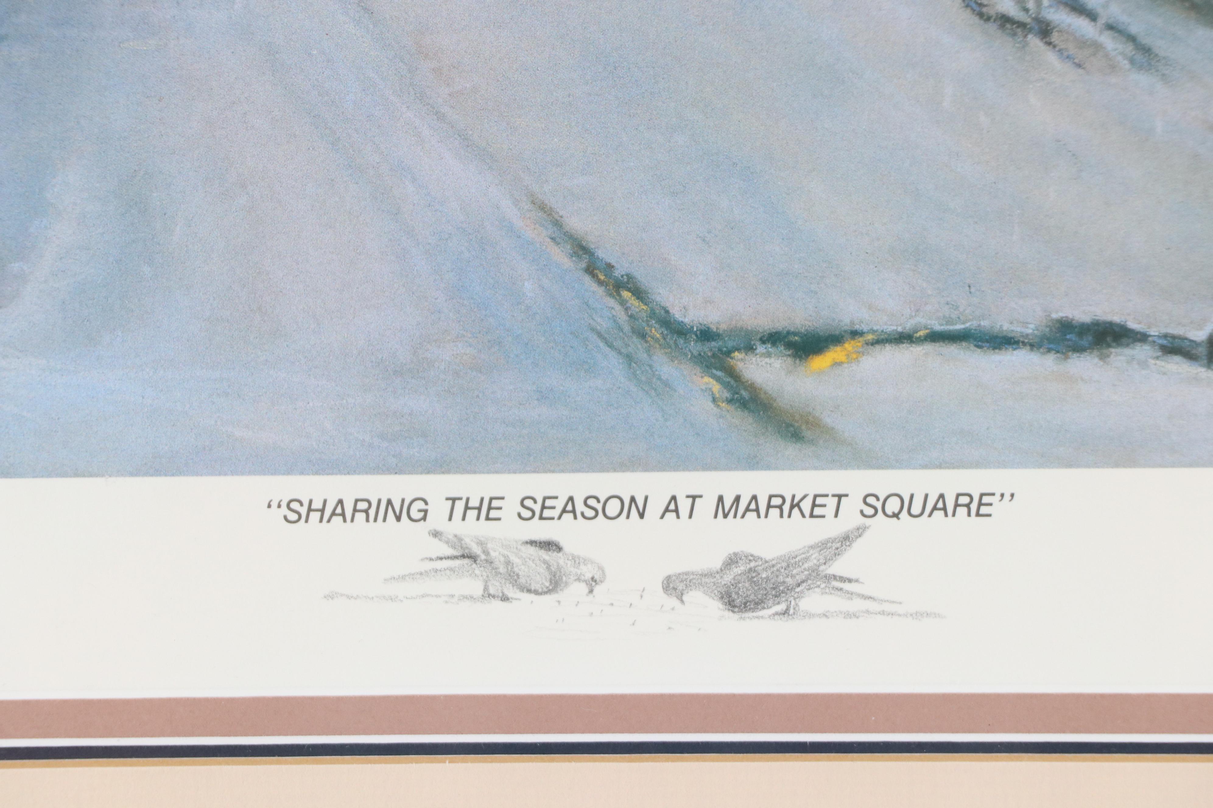 Linda Barnicott Offset Lithograph "Sharing the Season at Market Square"