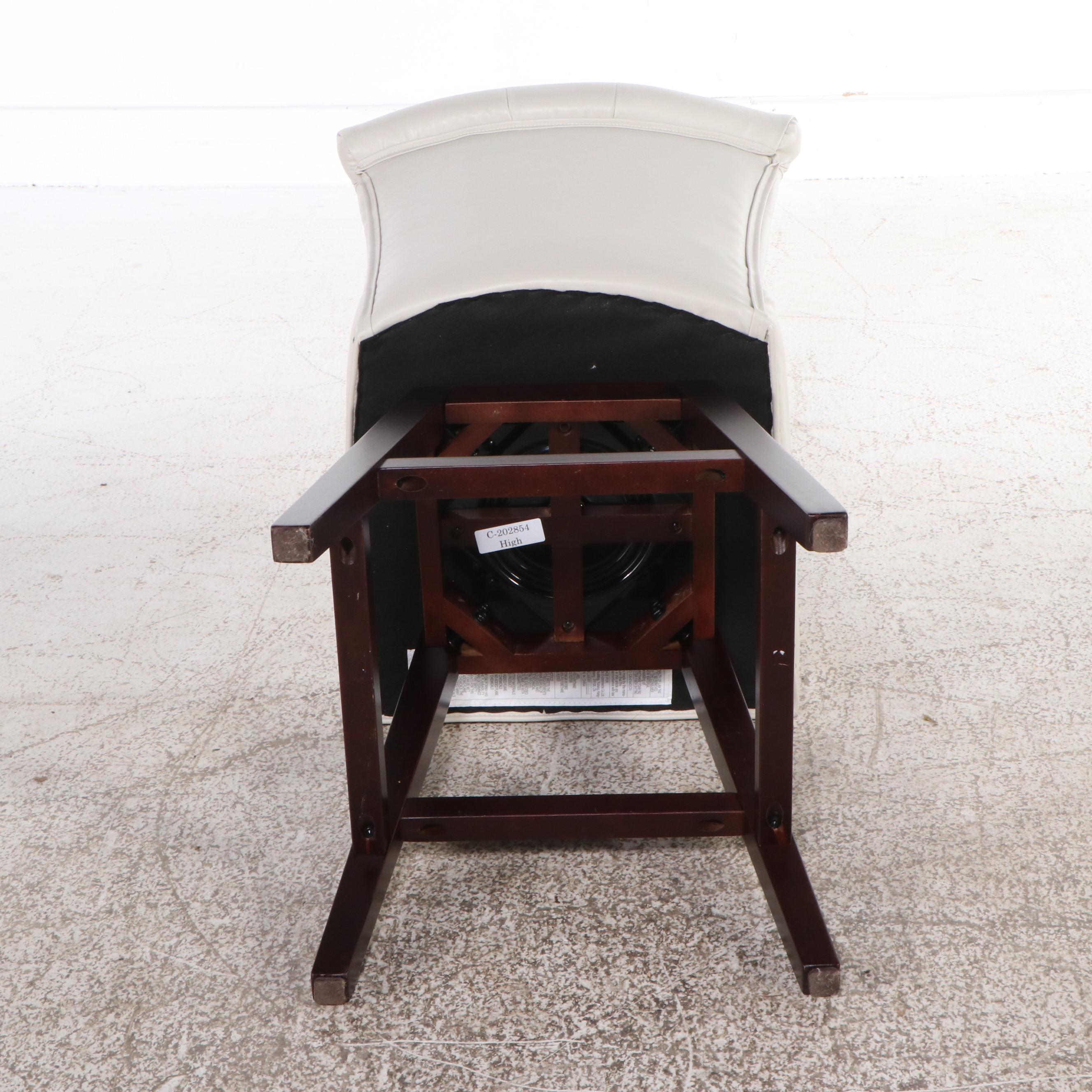 Set of Four Contemporary Button-Tufted Faux Leather Swivel Barstools