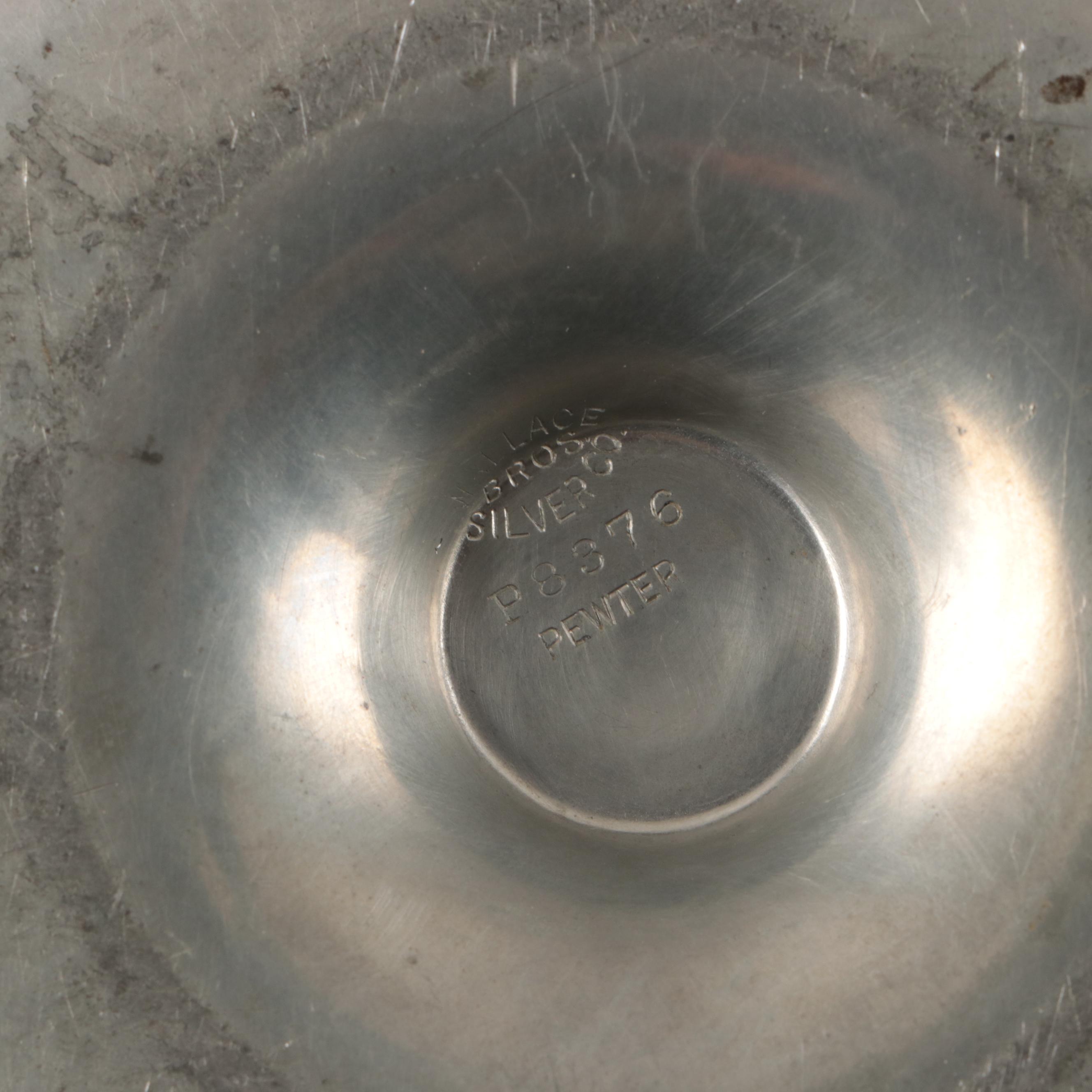 Sheffield Pewter Teapot , Creamer, and Sugar Bowl with Pewter Candle Holders