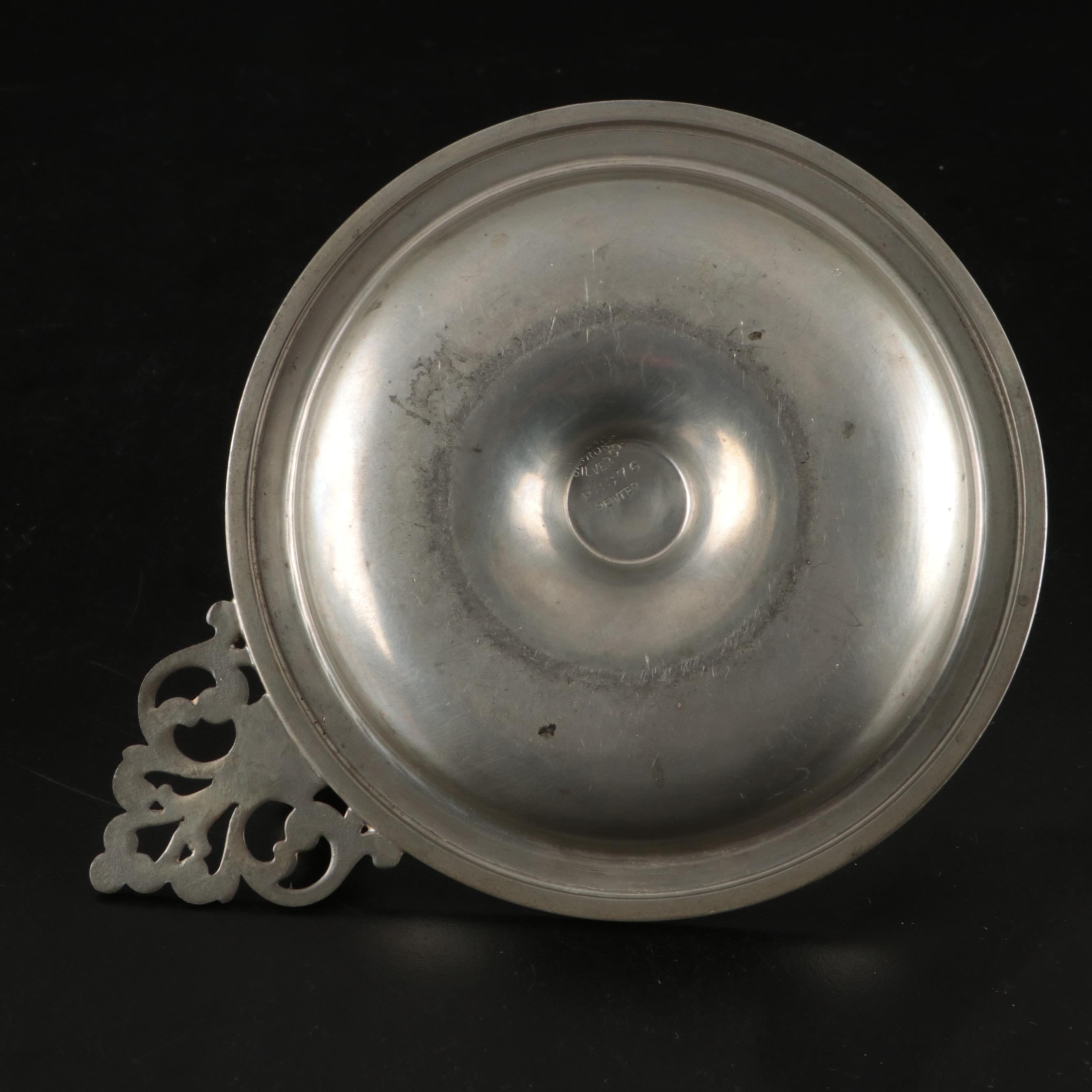 Sheffield Pewter Teapot , Creamer, and Sugar Bowl with Pewter Candle Holders