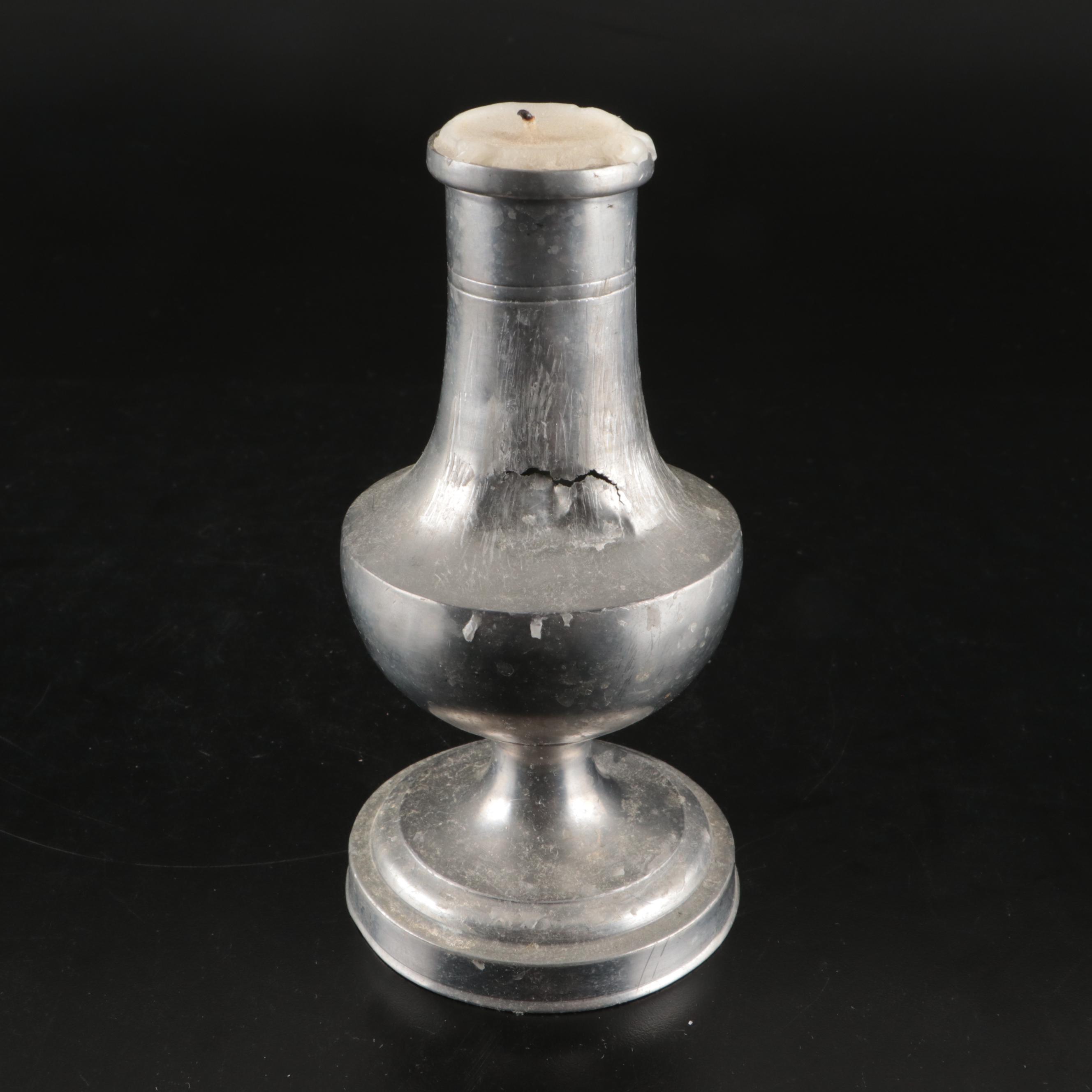 Sheffield Pewter Teapot , Creamer, and Sugar Bowl with Pewter Candle Holders