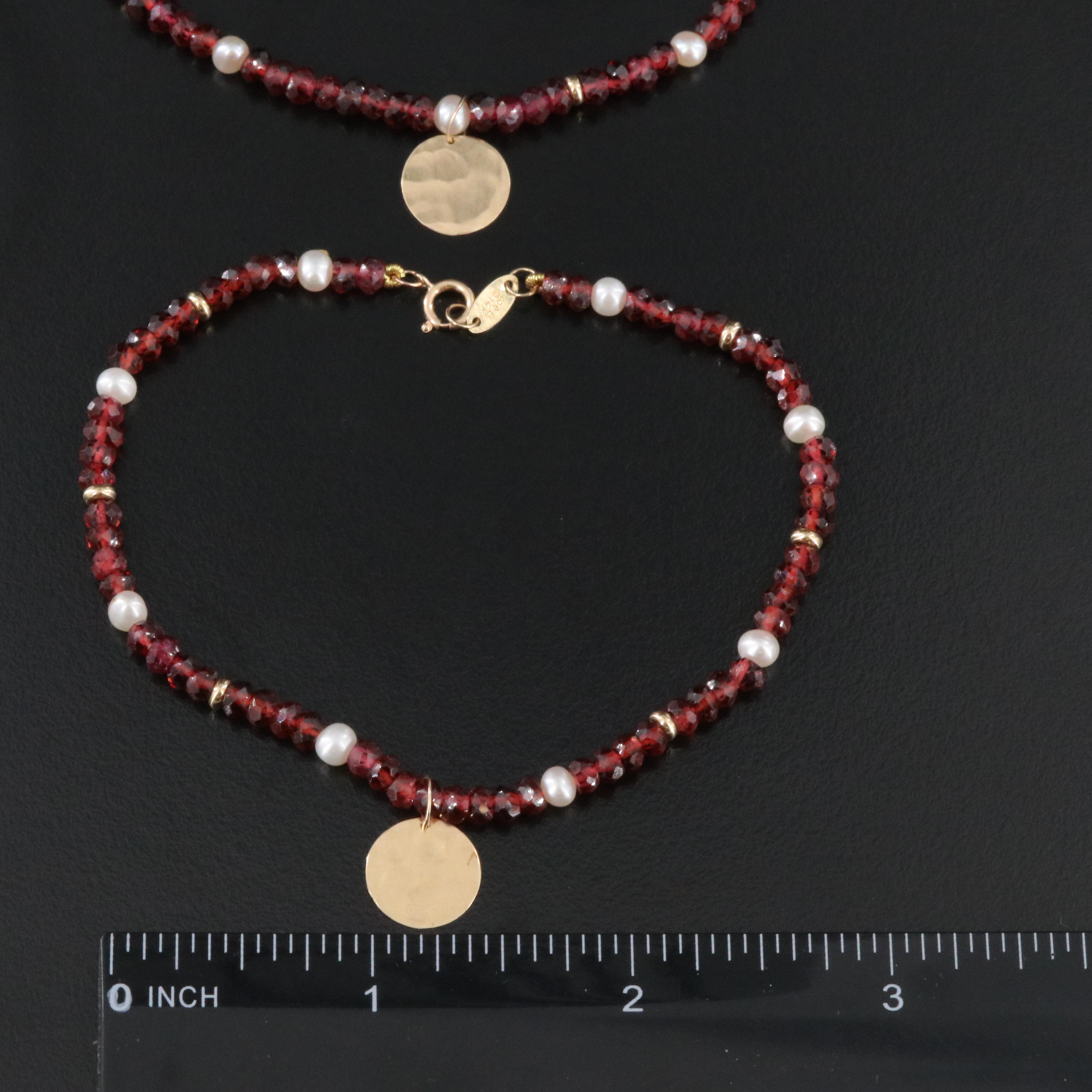 14K Garnet and Pearl Bracelets
