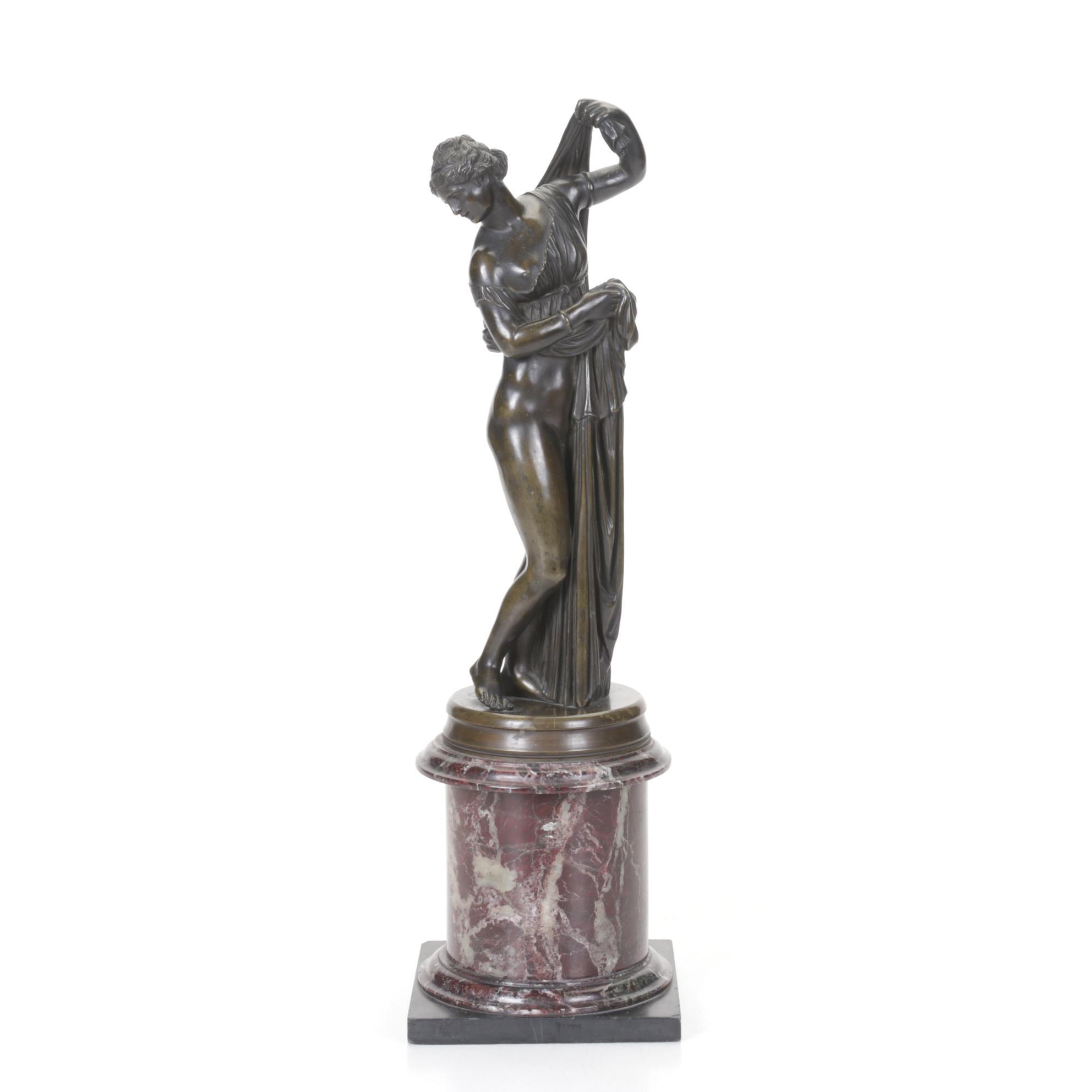 Cast Bronze "Venus Callipyge" Statue with Marble Base