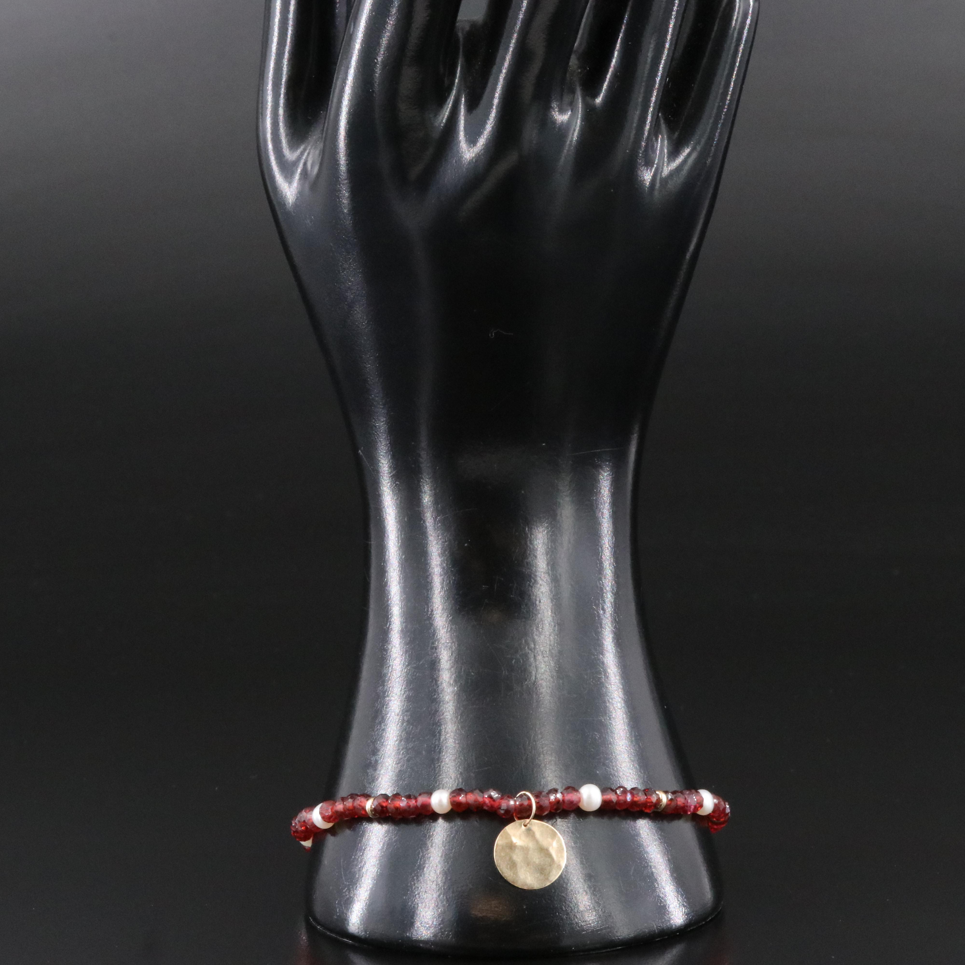 14K Garnet and Pearl Bracelets