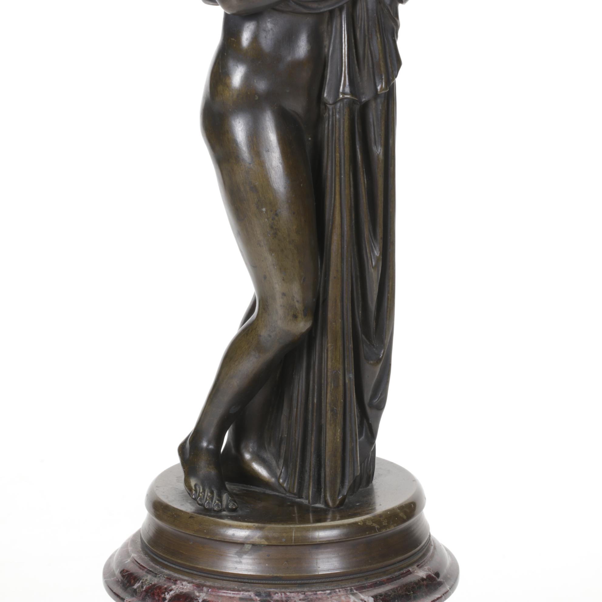 Cast Bronze "Venus Callipyge" Statue with Marble Base