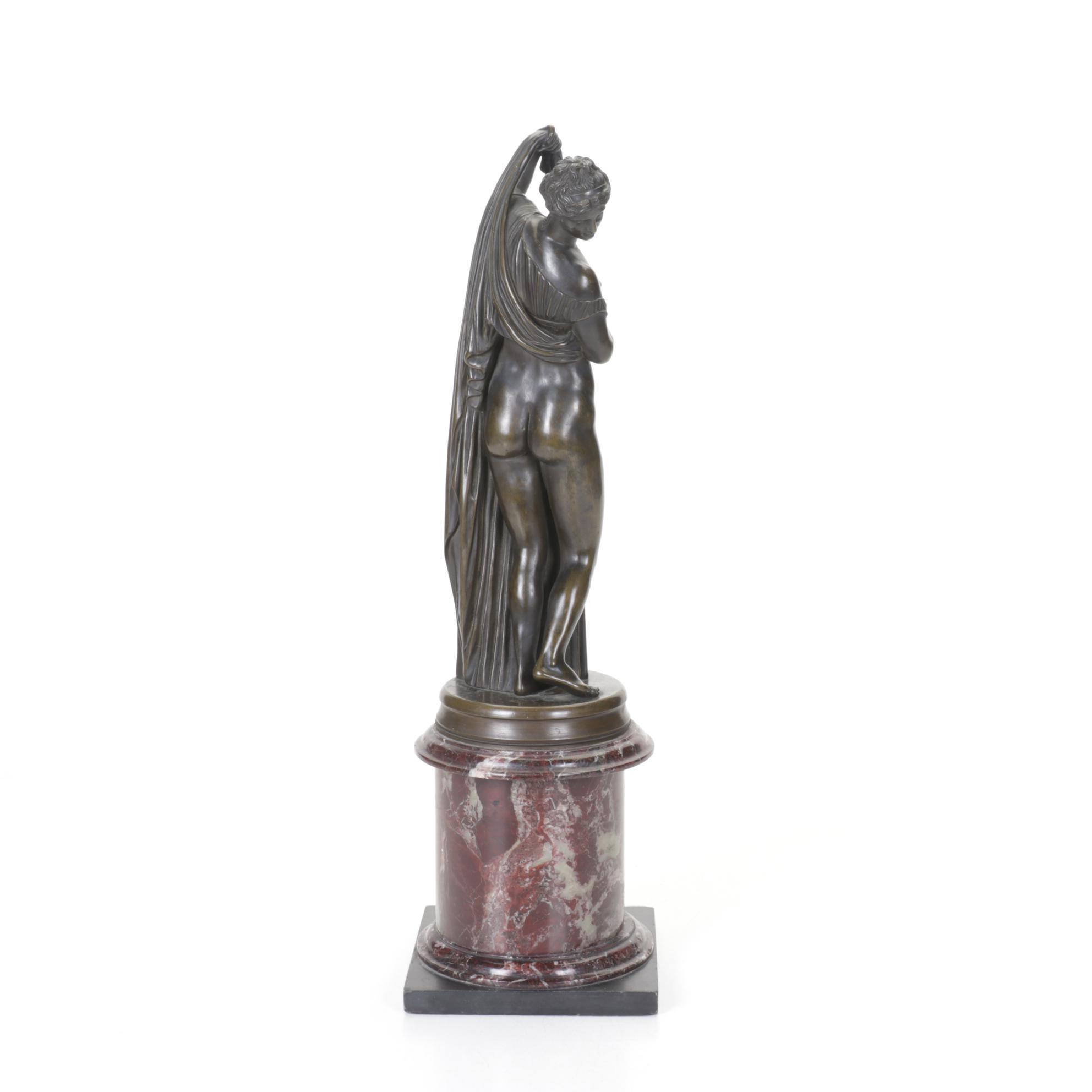 Cast Bronze "Venus Callipyge" Statue with Marble Base