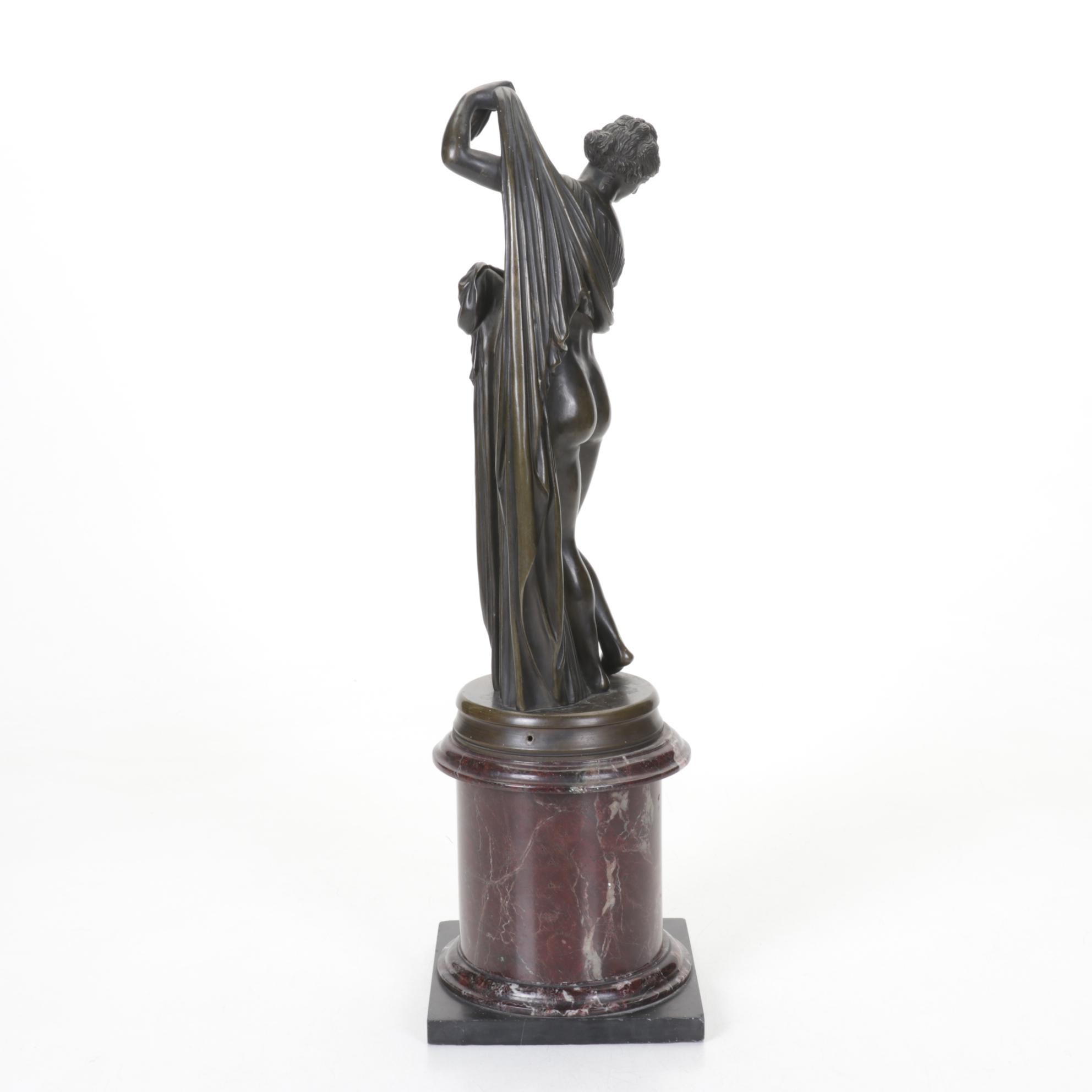 Cast Bronze "Venus Callipyge" Statue with Marble Base