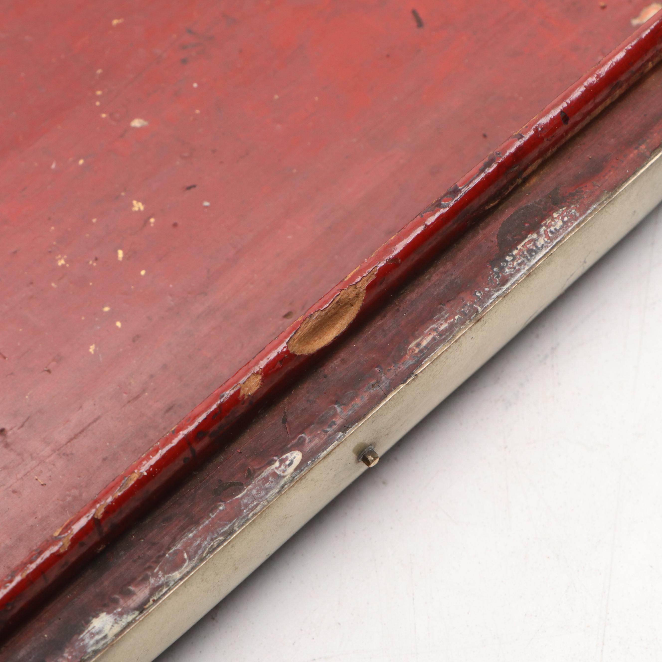 Japanese Edo Style Lacquered Wooden Box with Hinged Lid