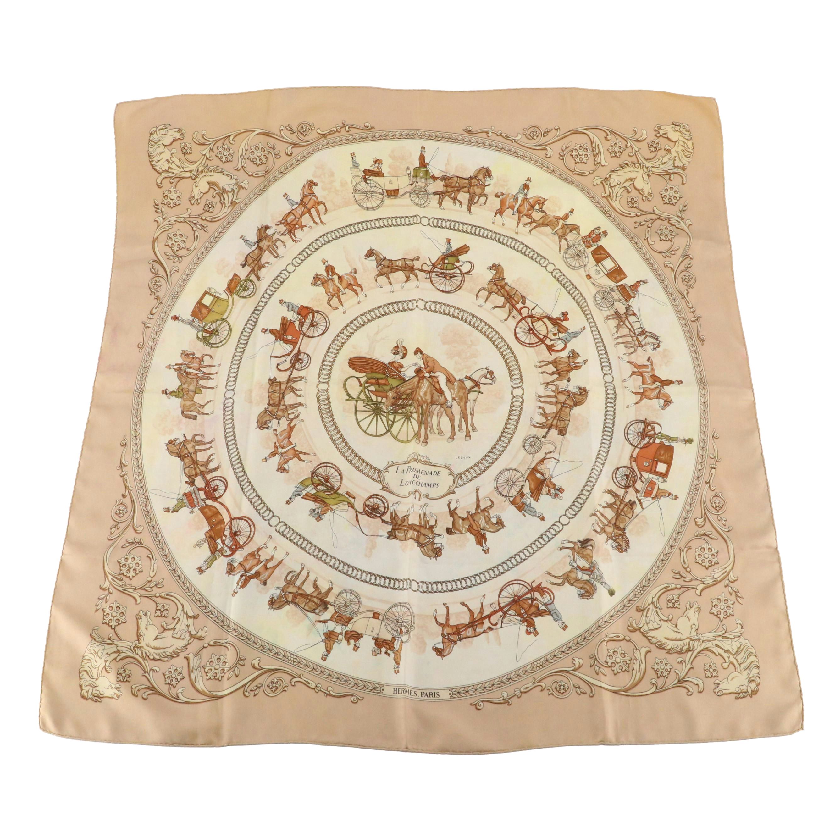 Hermès "La Promenade de Longchamps" Silk Twill Scarf 90