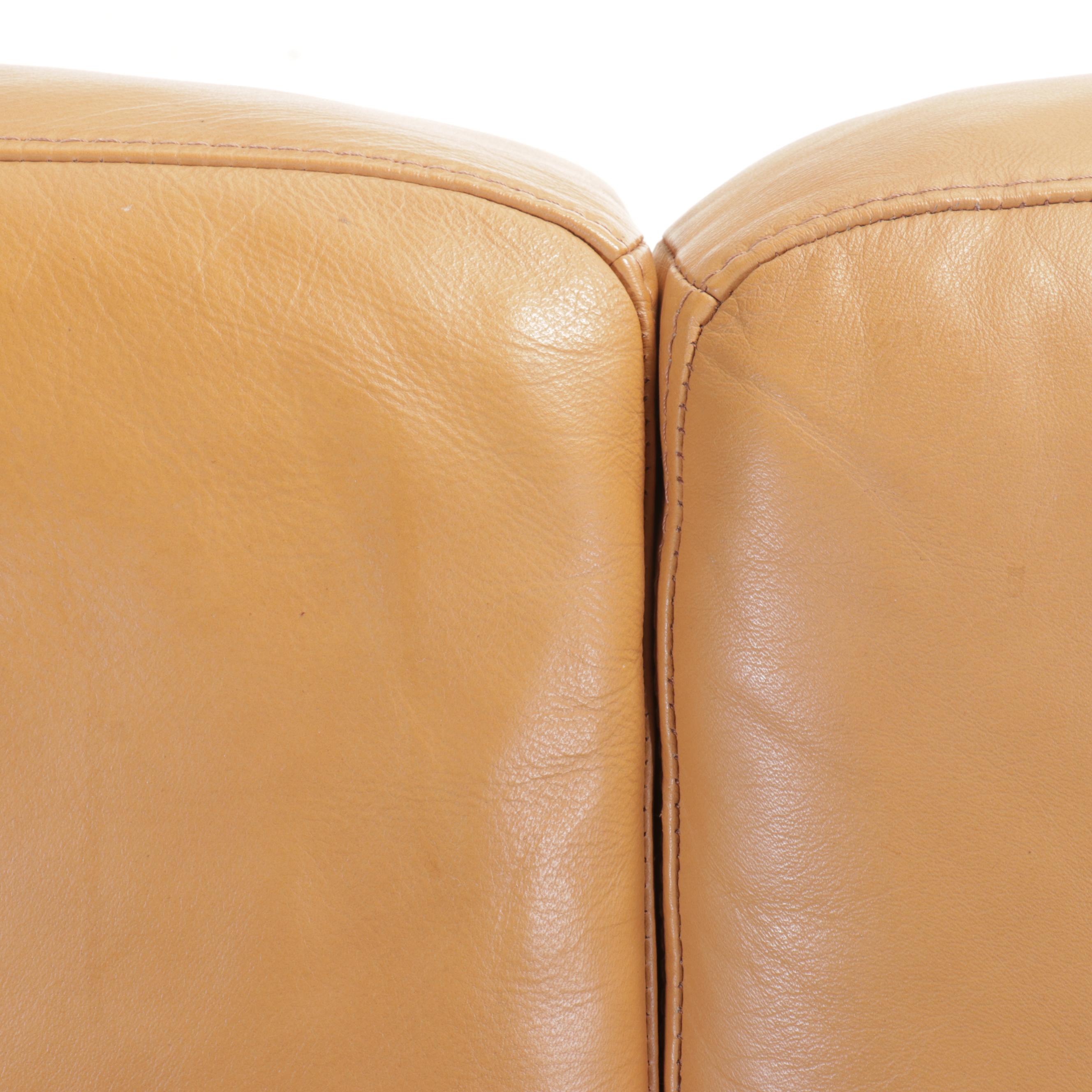 Danish Modern Style Wood and Leather Sofa