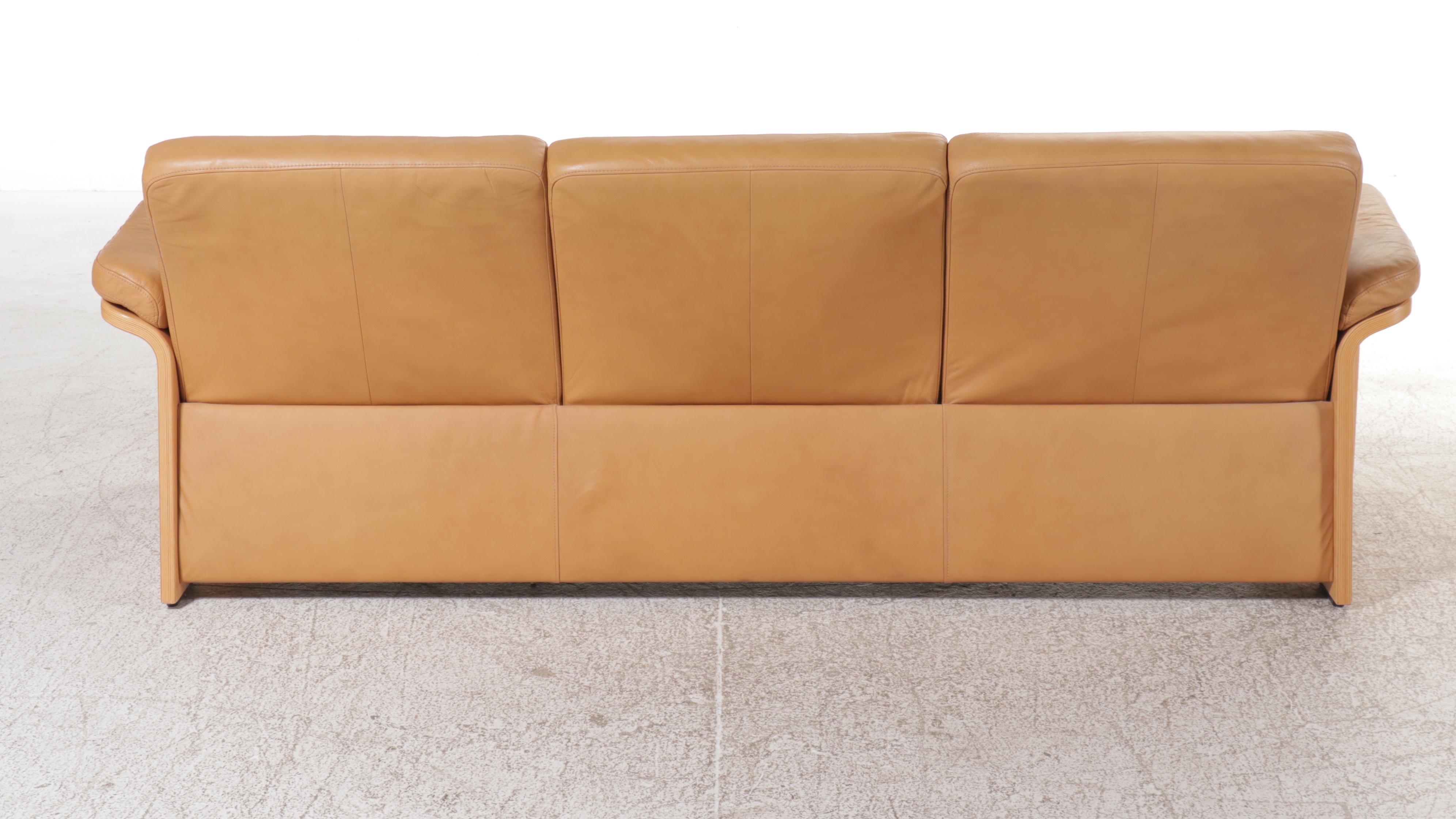 Danish Modern Style Wood and Leather Sofa