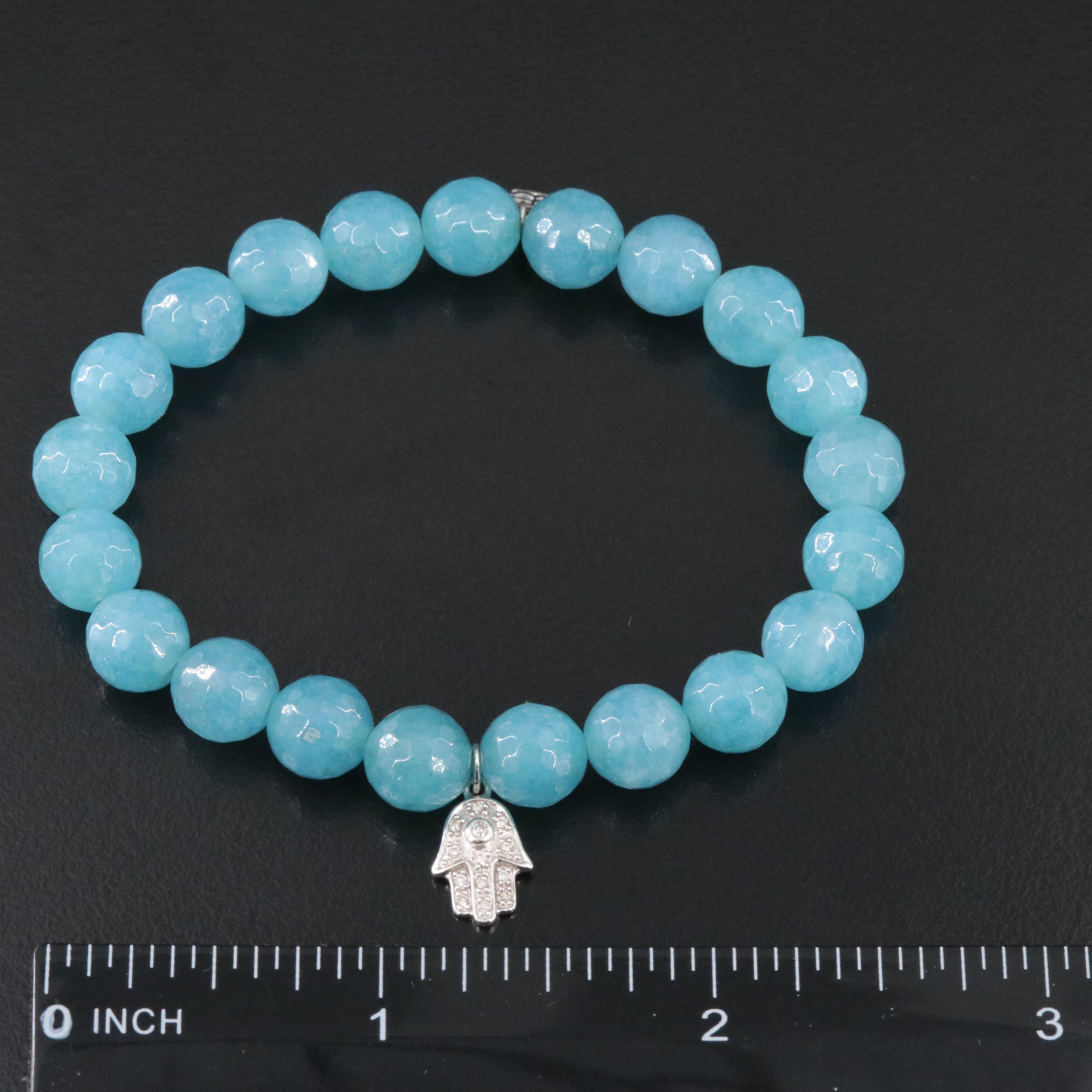Quartz Bracelet with 14K Diamond Hamsa Charm