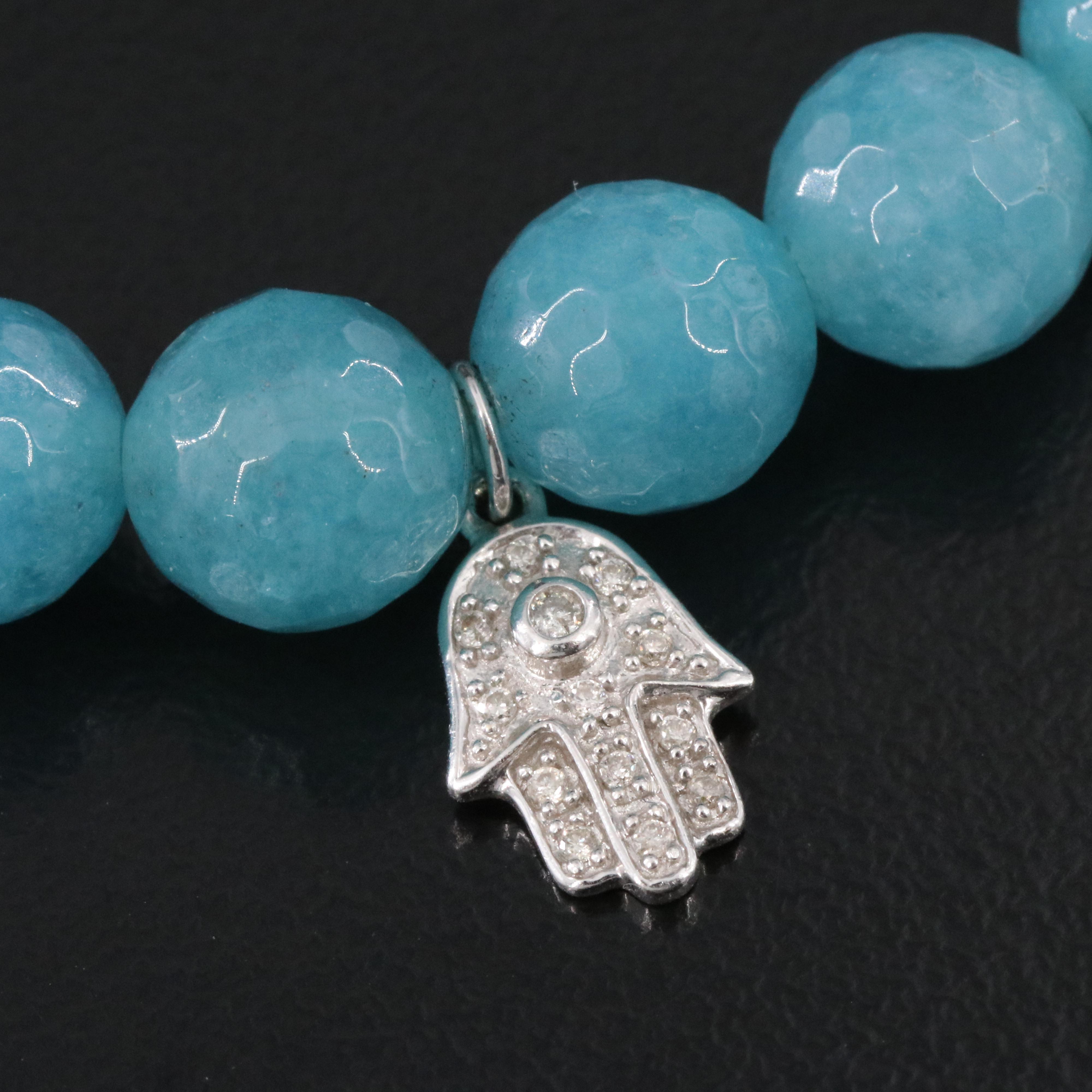 Quartz Bracelet with 14K Diamond Hamsa Charm
