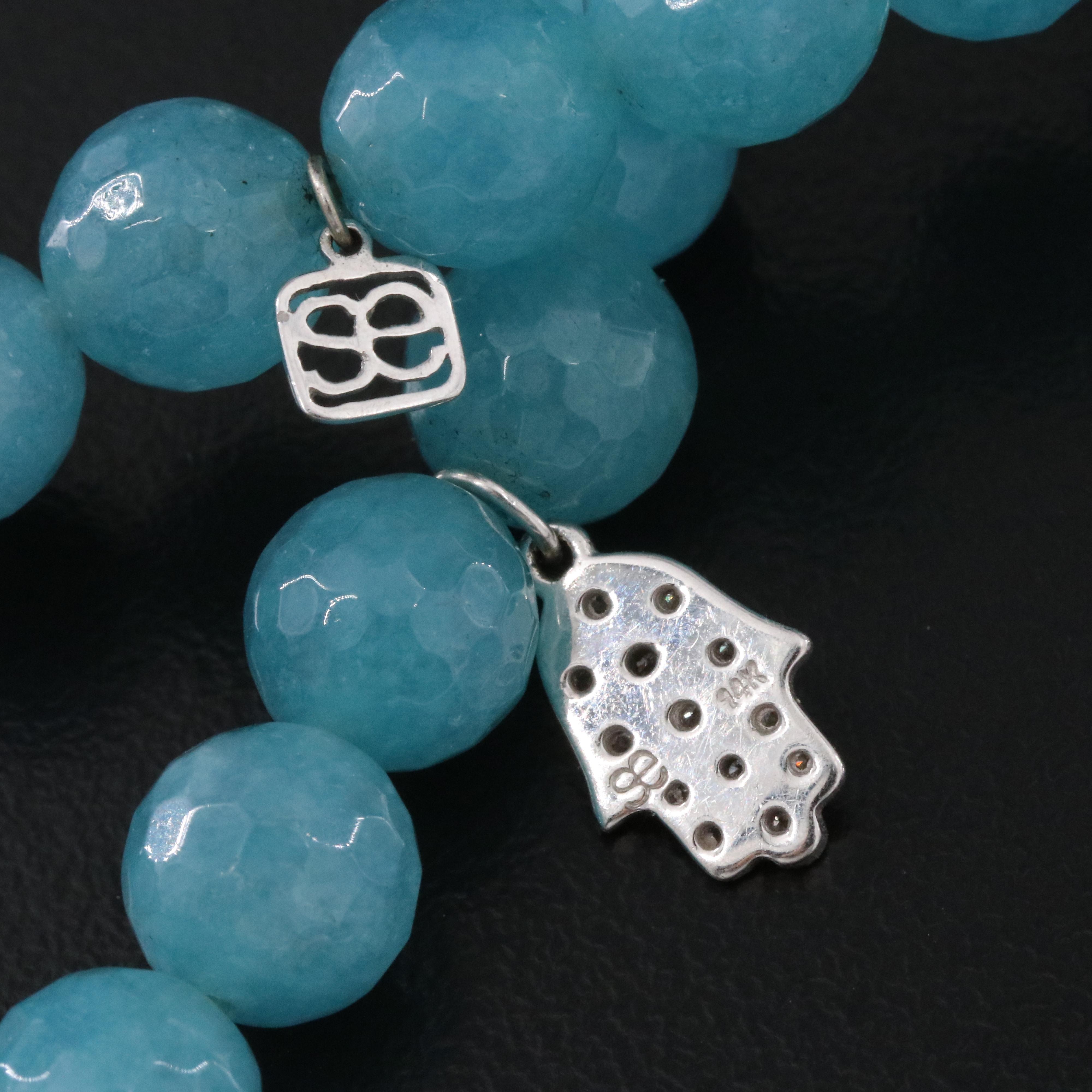 Quartz Bracelet with 14K Diamond Hamsa Charm