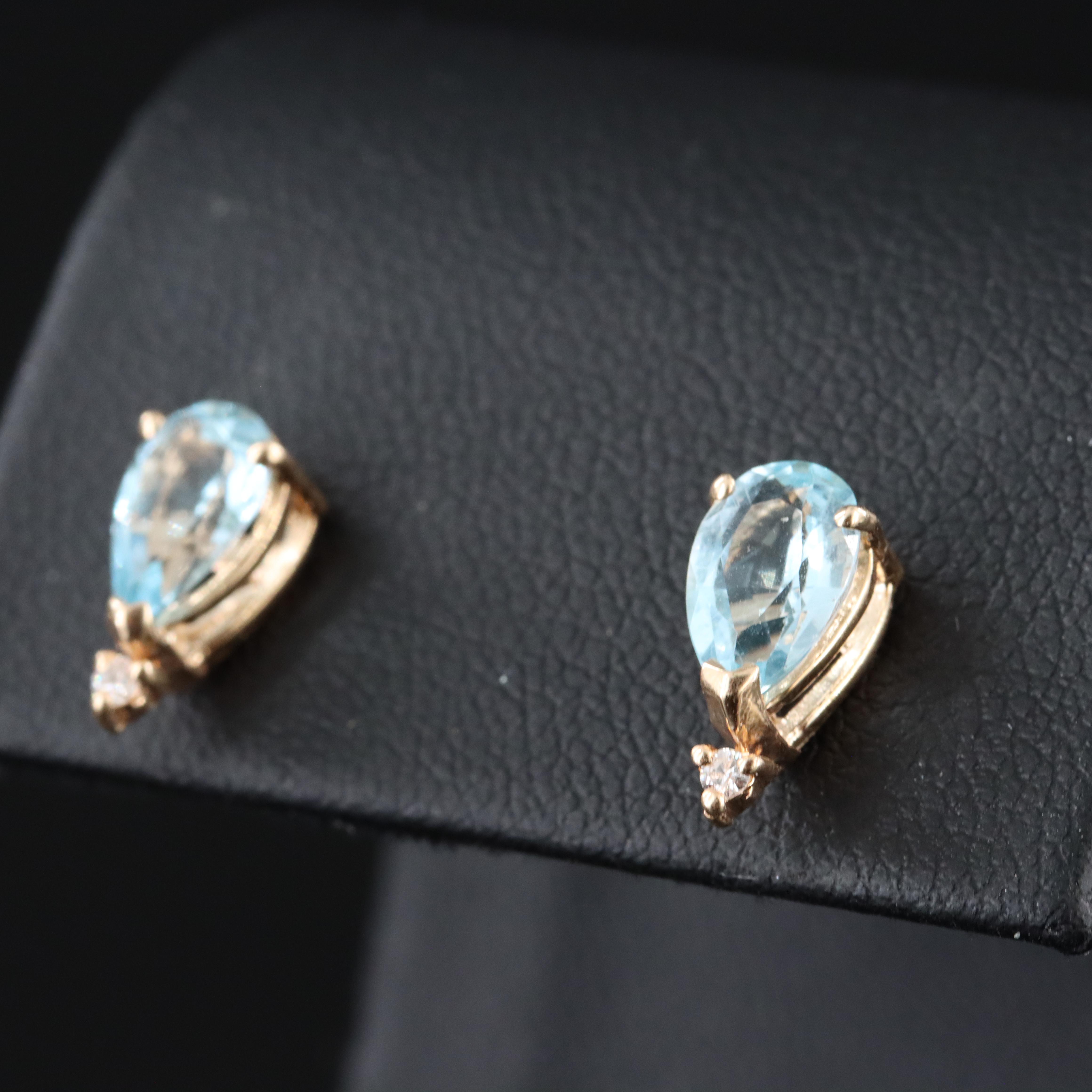 14K Sky Blue Topaz and Diamond Earrings