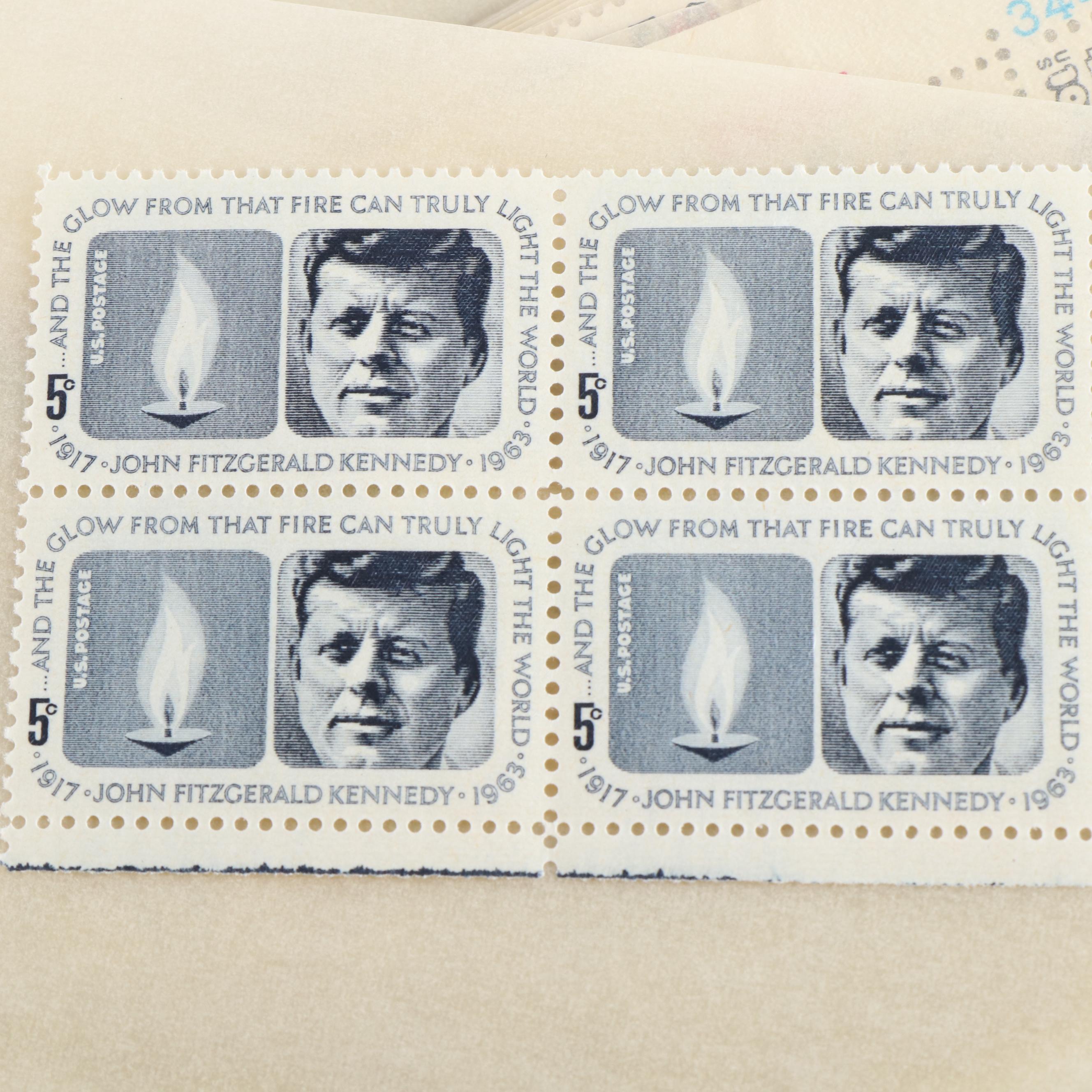 Collection of More than 800 Unused Blocks of Four U.S. Postage Stamps