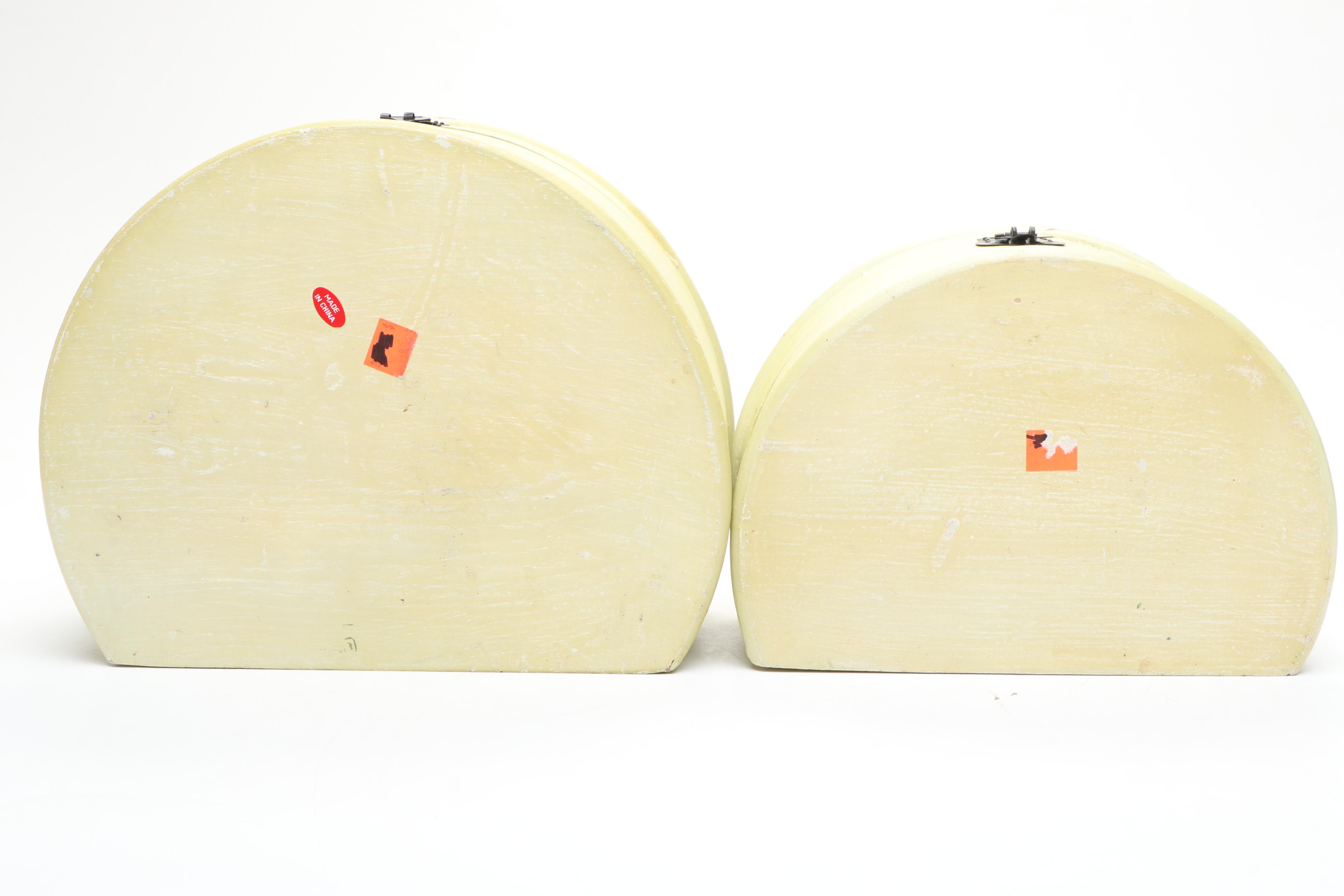 Painted Wood Boxes with Art Pottery Vase