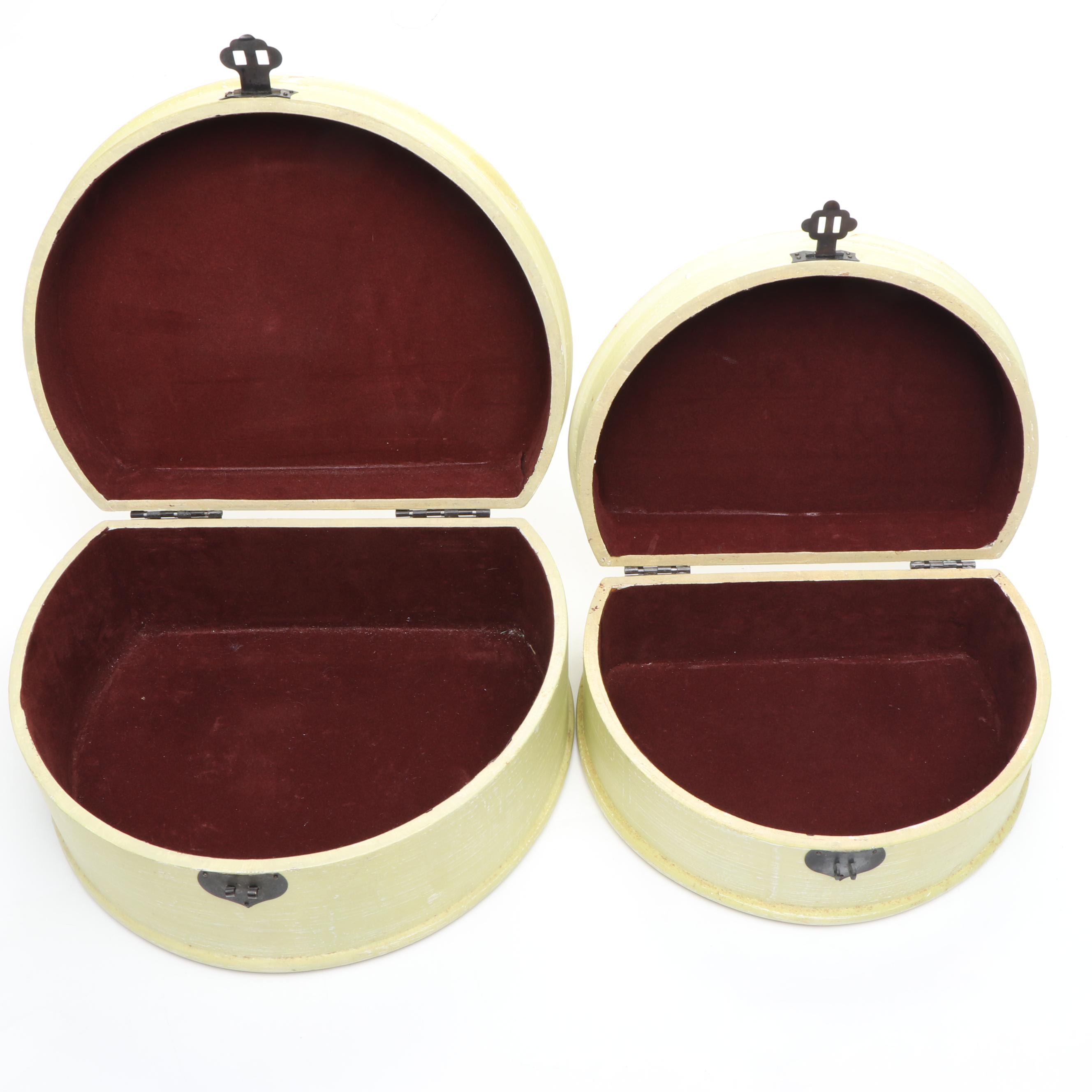 Painted Wood Boxes with Art Pottery Vase