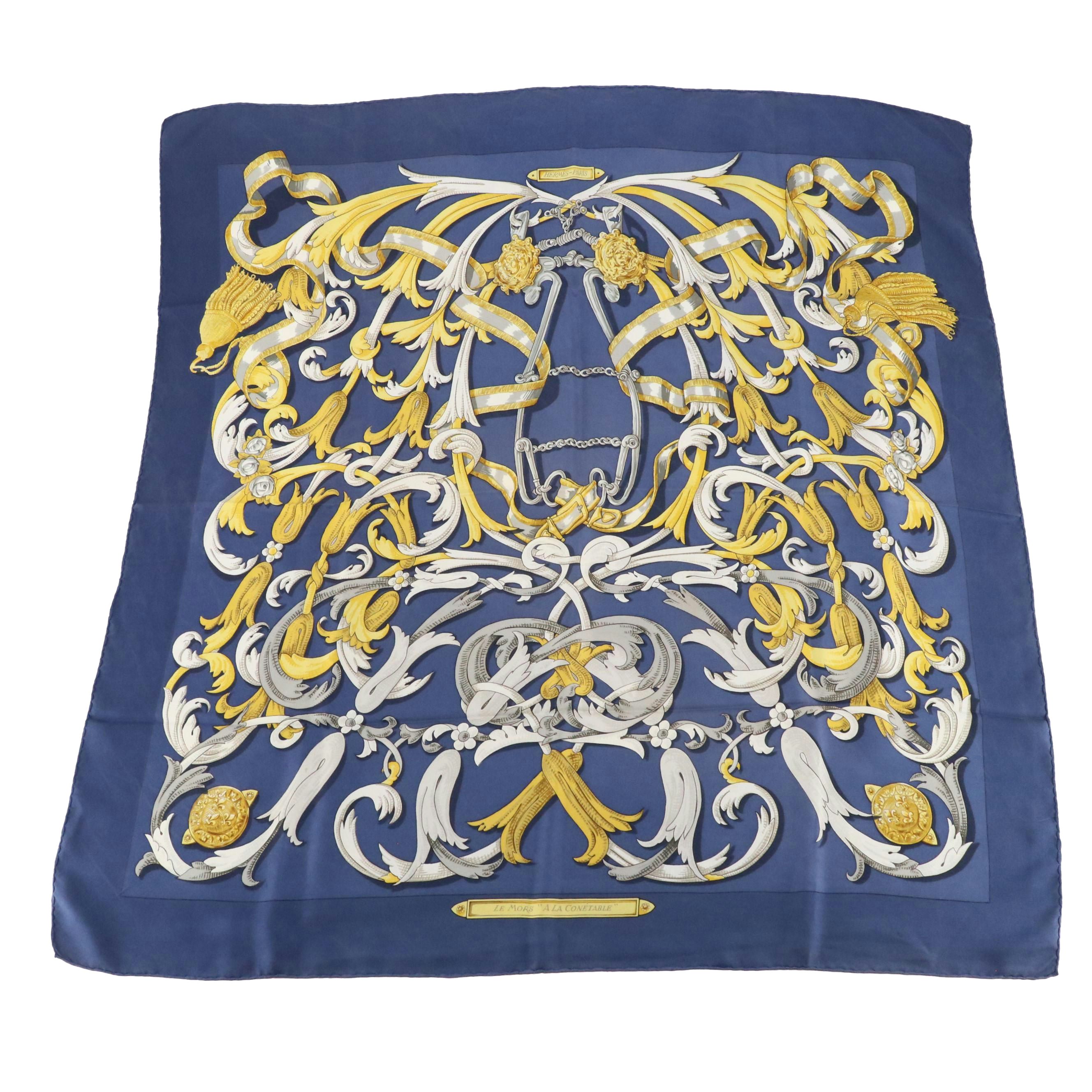 Hermès "Le Mors A La Conetable" Silk Twill Scarf 90