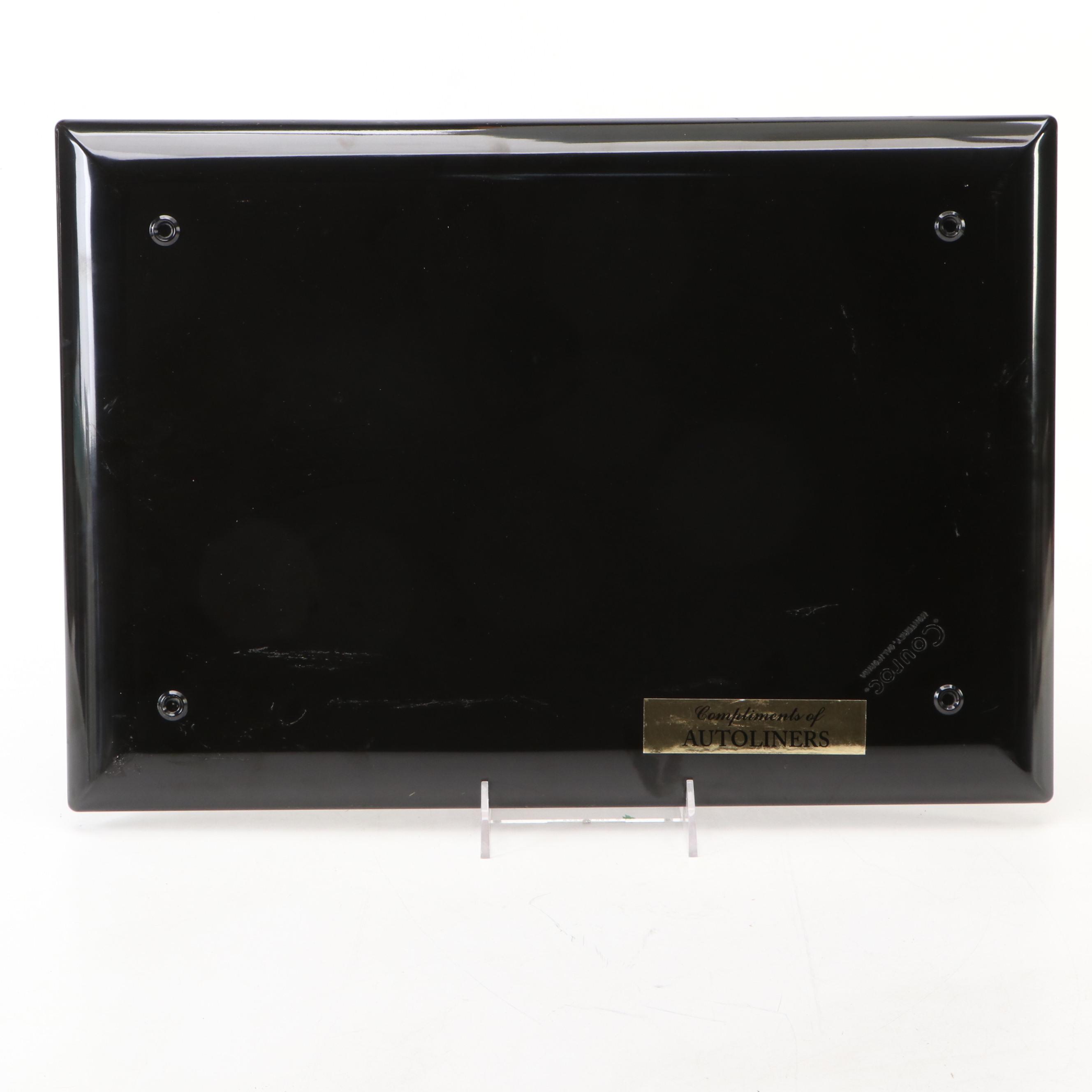 Hand-Painted Fish Sign with Couroc Gilt Sailboat Tray