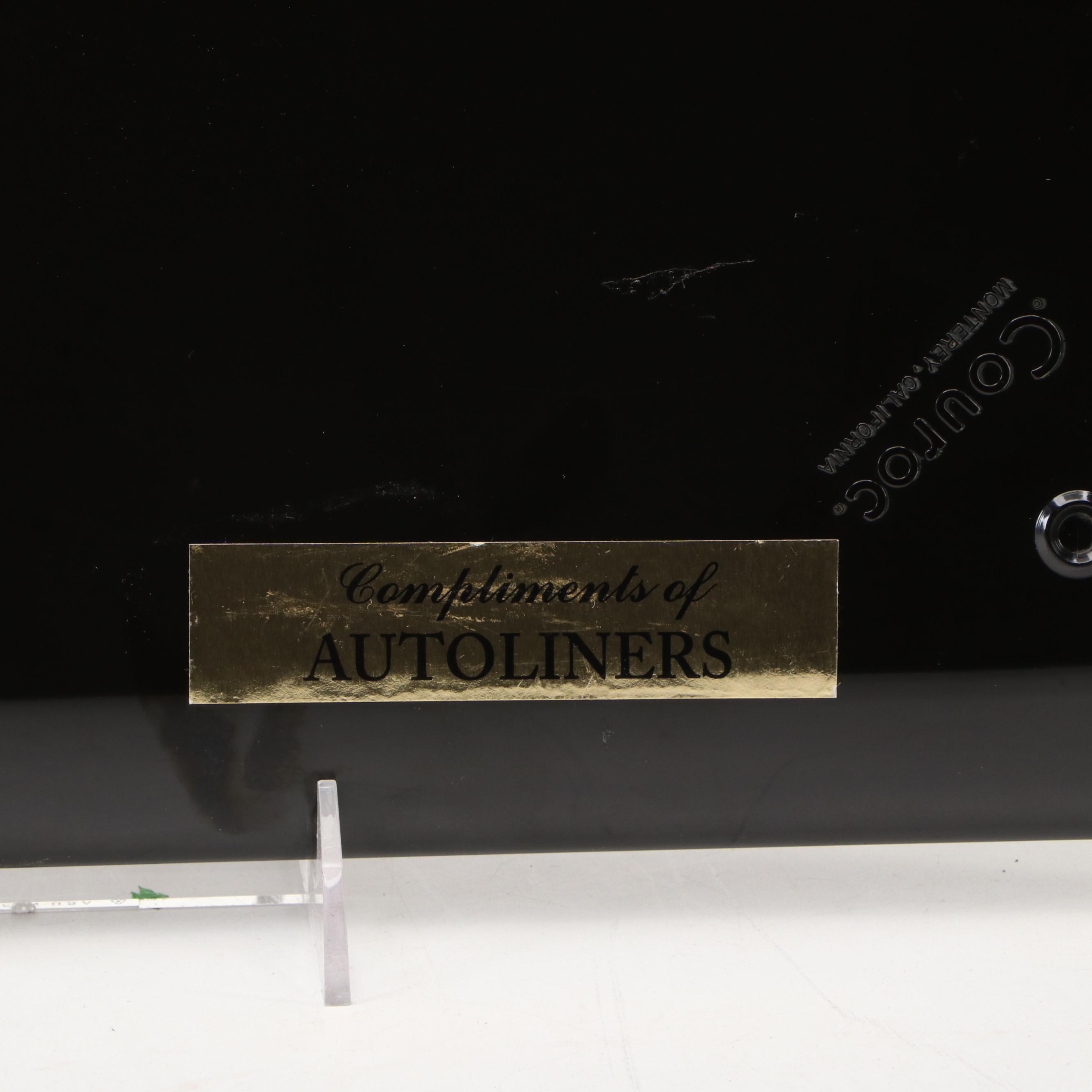 Hand-Painted Fish Sign with Couroc Gilt Sailboat Tray