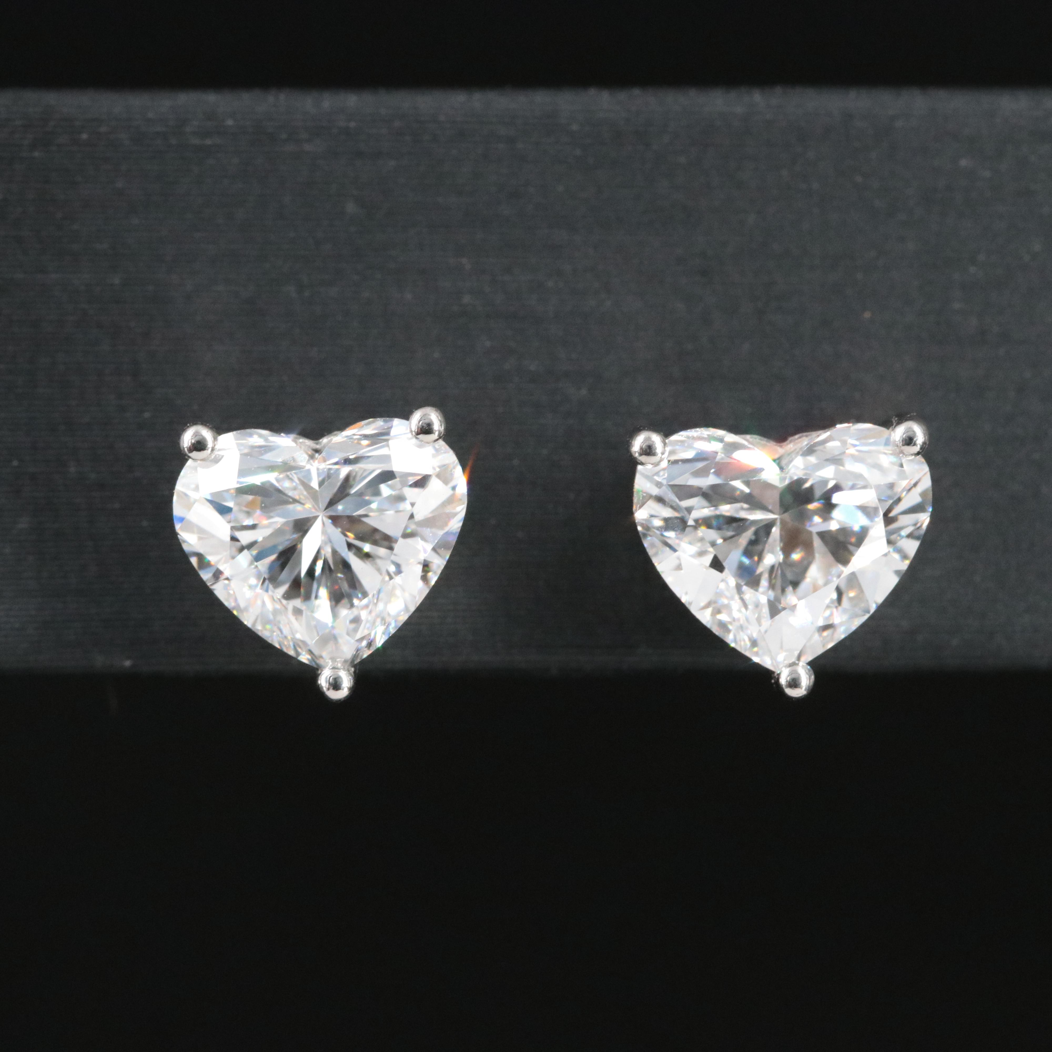 Platinum 3.22 CTW Lab Grown Diamond Heart Stud Earrings with IGI Reports